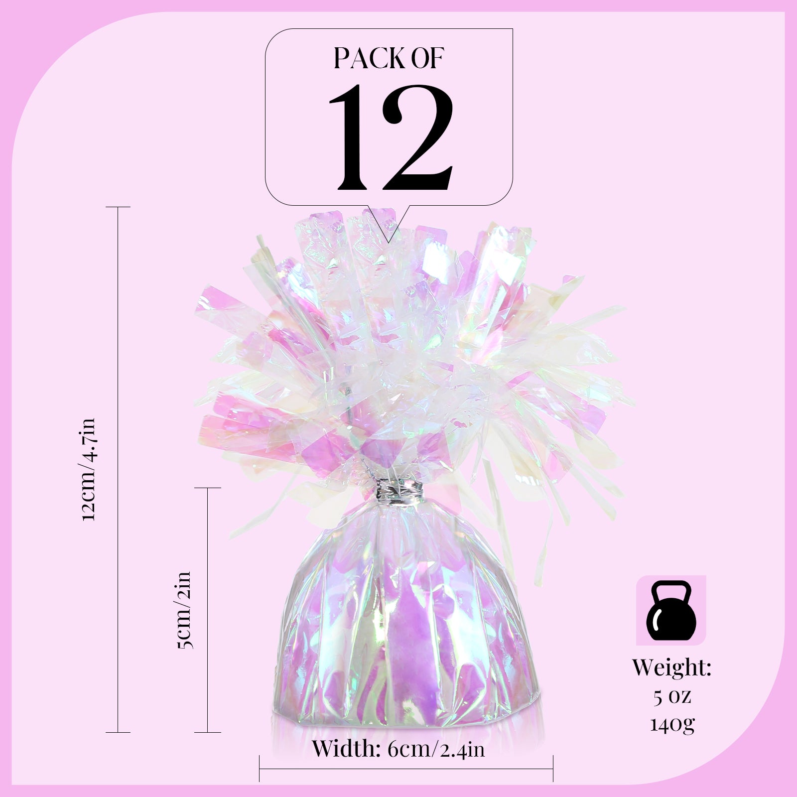 Ombre Iridescent Heavy Solid Balloon Weights Pack of 12, Table Centerpiece DIY Décor