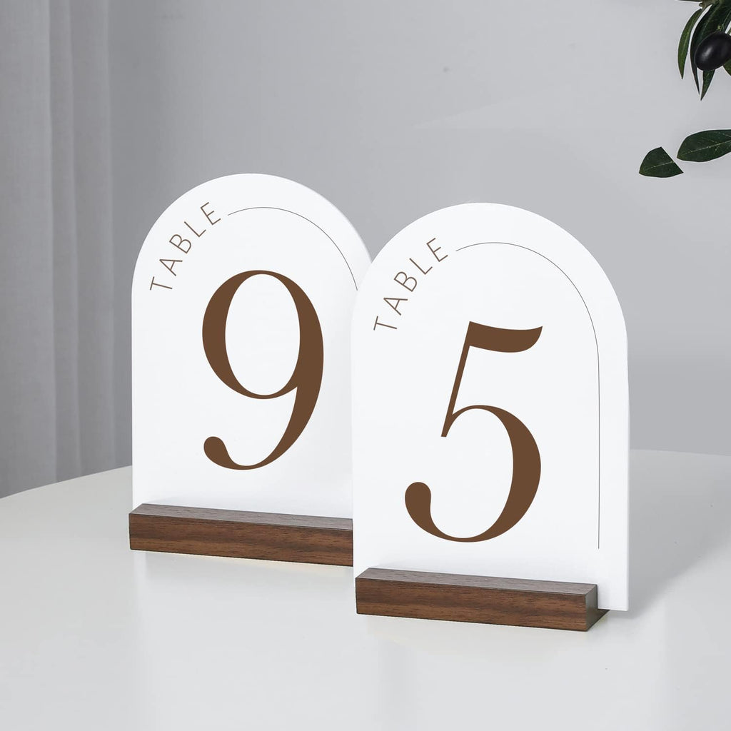UNIQOOO 10 Pack 4'' Rustic Wood Acrylic Sign Holders | Table Numbers Display Stands