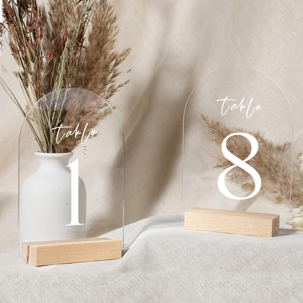 UNIQOOO 5 Pack 4" Wood Stands for Wedding Acrylic Sign, Wood Table Number Holders for 1/8 Thick Acrylic Sheets