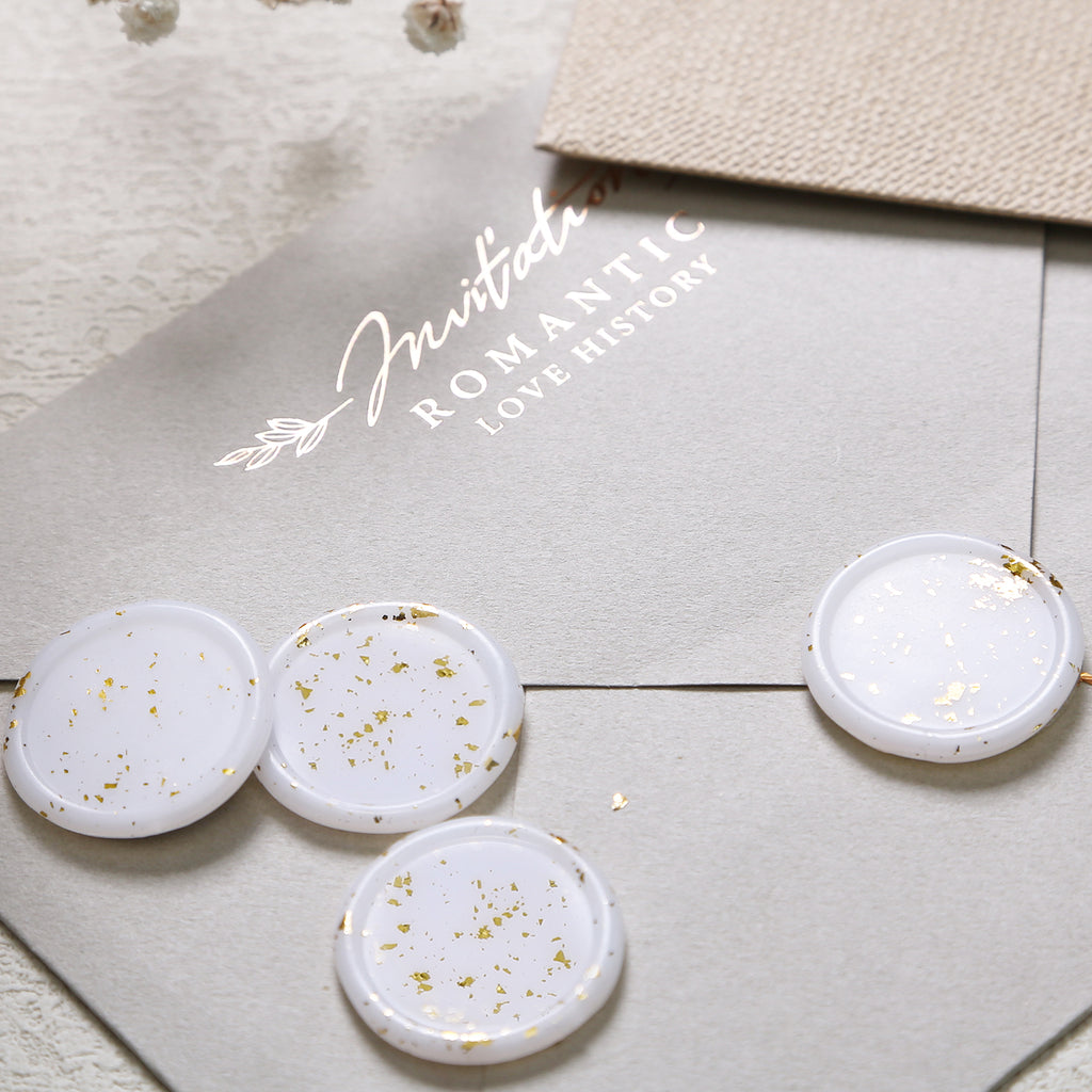 Wax Seal Stickers - Wedding Invitation Envelope Seal Stickers Self Adhesive Translucent Vellum Stickers(Gold Foil, 50 Pieces)