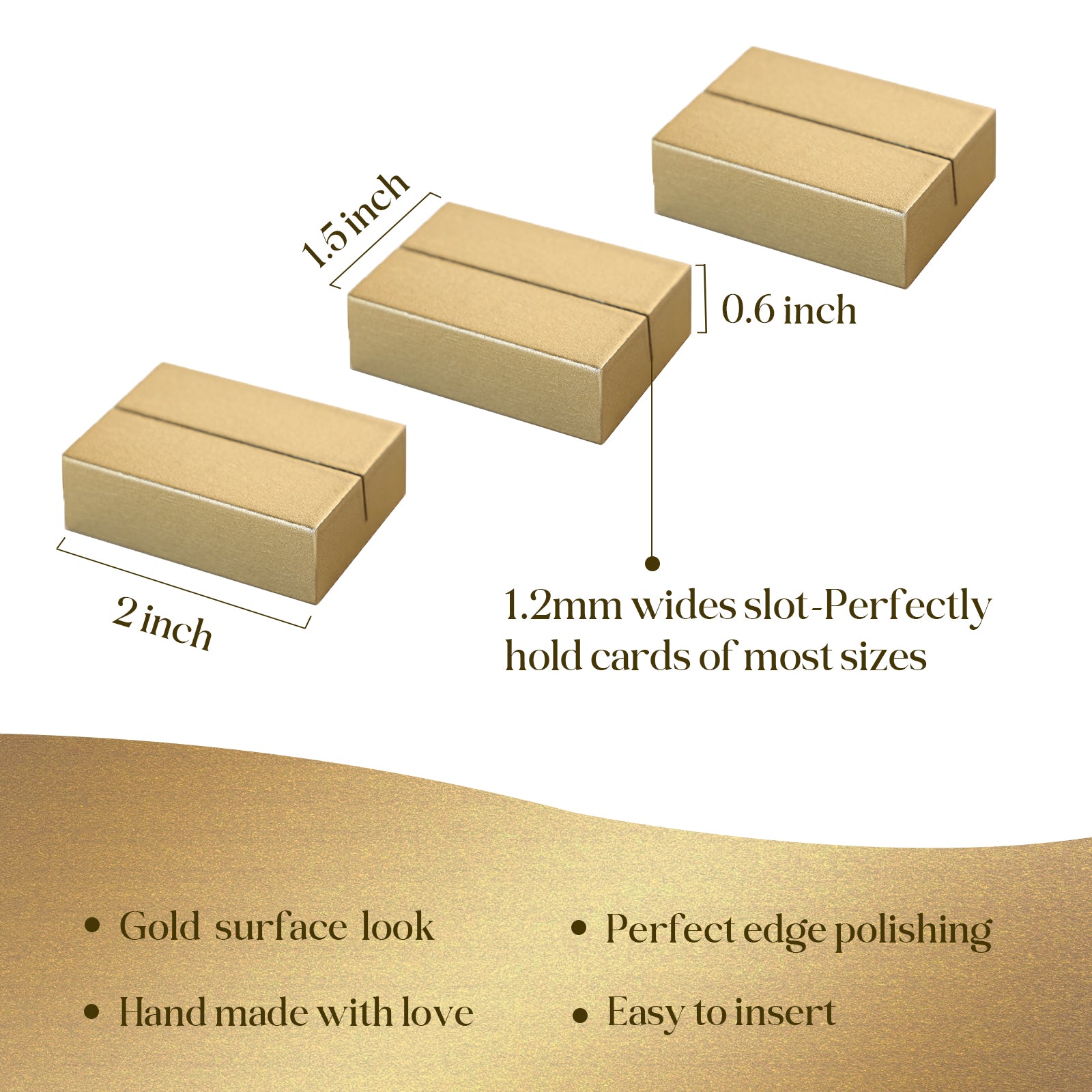 12 Pack 2" Gold Birch Wood Stands for Cardstock, Wedding Table Numbers Holders, Photo Holder, Photo Display Stand