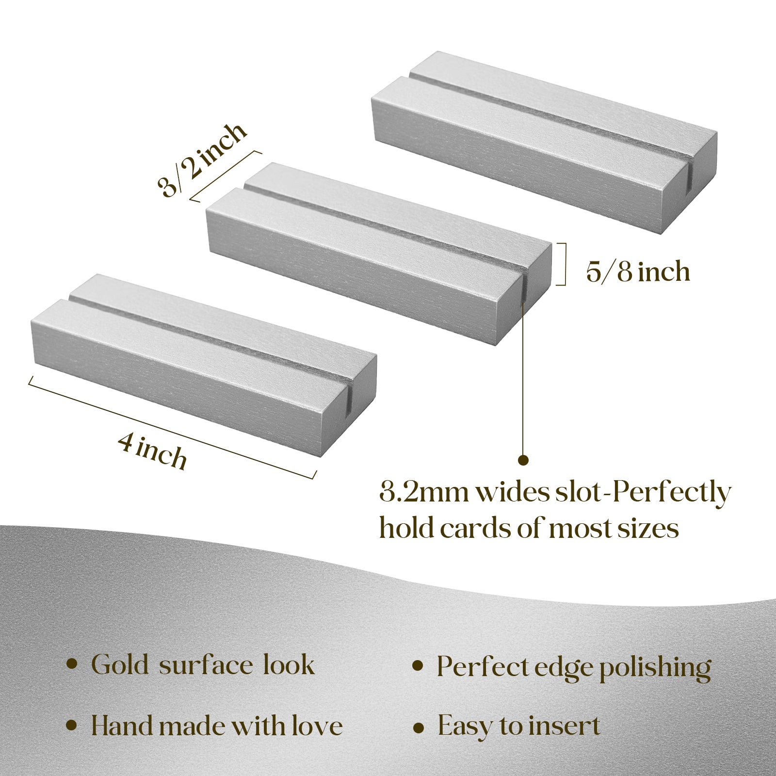 UNIQOOO 10 Pack 4" Silver Birch Wood Stands for Wedding Acrylic Sign, Wood Table Number Holders for 1/8 Thick Acrylic Sheets