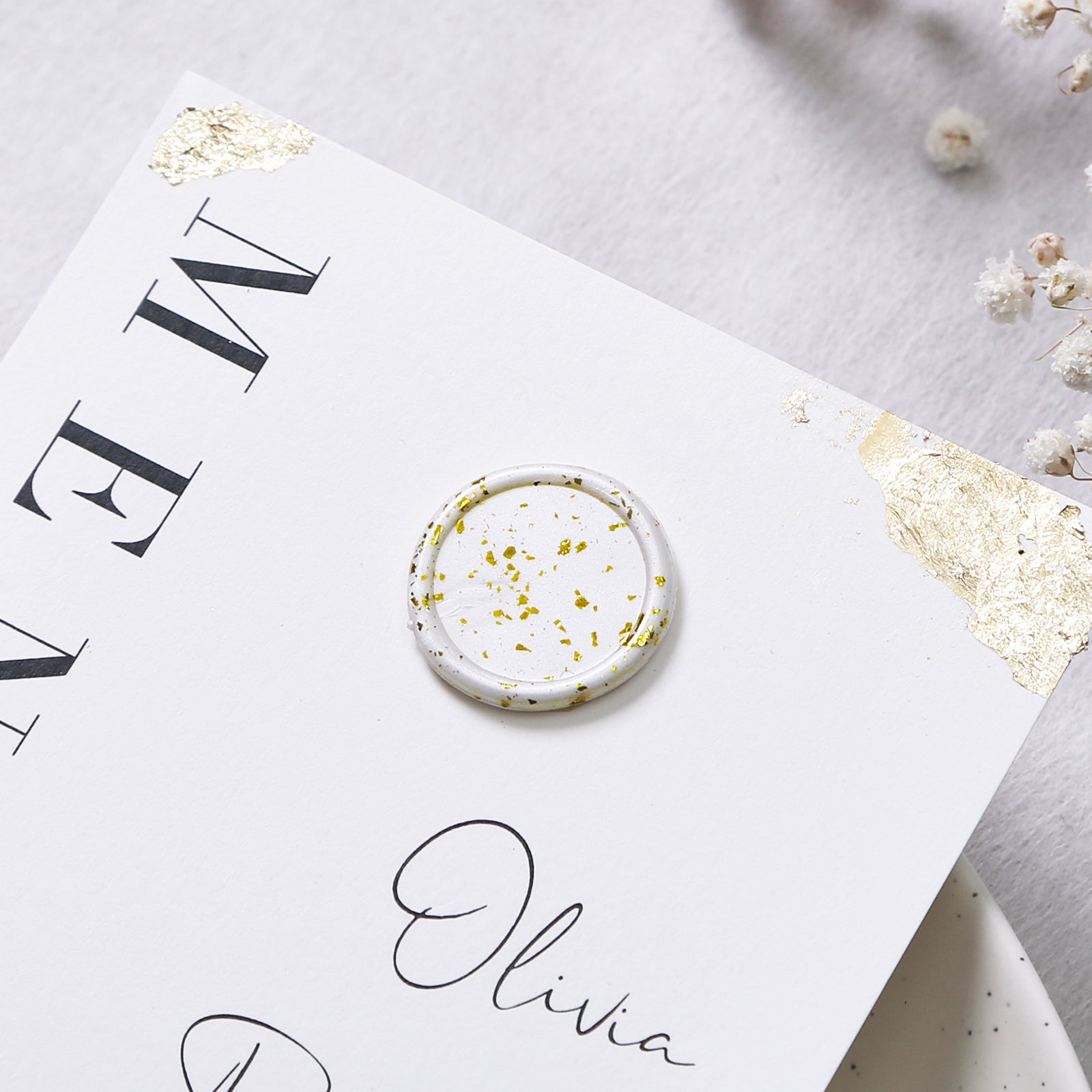 Wax Seal Stickers - Wedding Invitation Envelope Seal Stickers Self Adhesive Shell White Stickers(Gold Foil, 50 Pieces)
