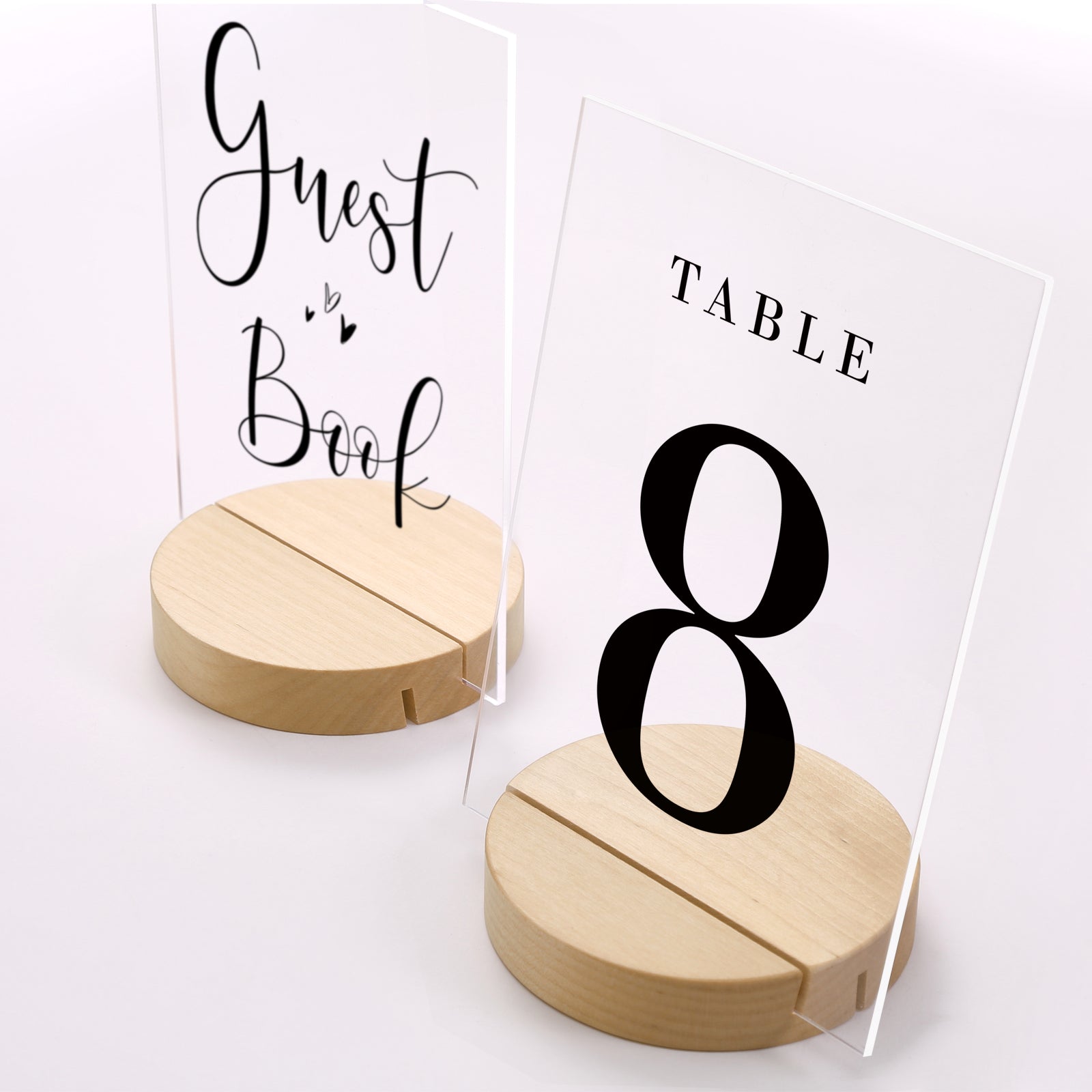 UNIQOOO 6 Pack 4" Round Birch Wood Stands for Wedding Acrylic Sign, Wood Table Number Holders for 1/8 Thick Acrylic Sheets | Wedding Display Stand, Card Holder for Bar Menu, Retail Sign, Party