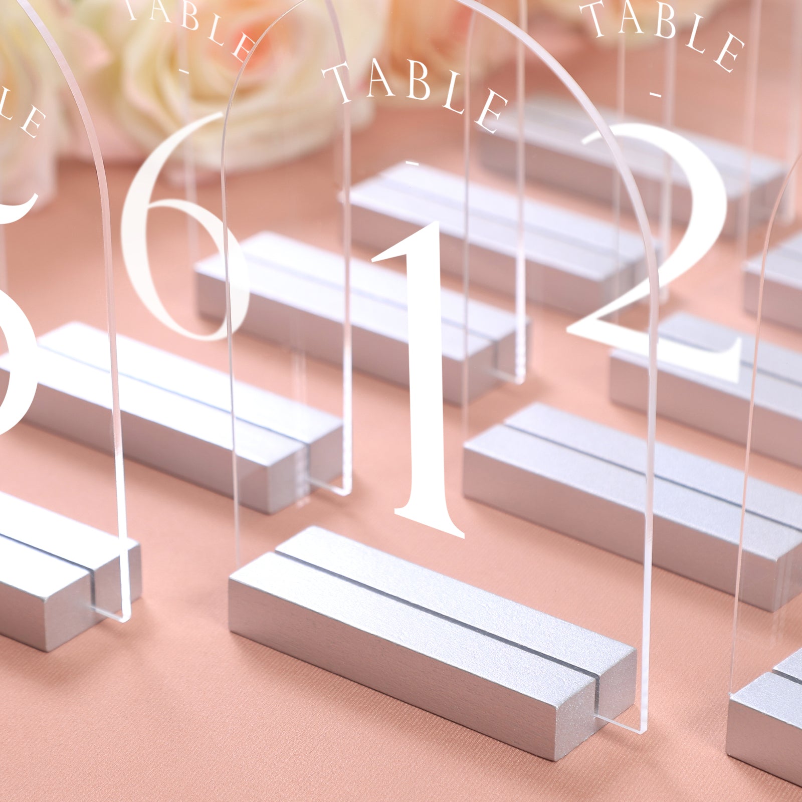 UNIQOOO 10 Pack 4" Silver Birch Wood Stands for Wedding Acrylic Sign, Wood Table Number Holders for 1/8 Thick Acrylic Sheets