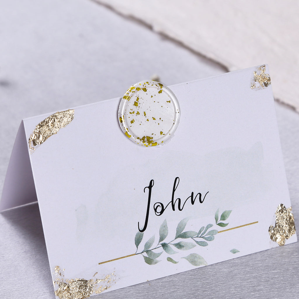 Wax Seal Stickers - Wedding Invitation Envelope Seal Stickers Self Adhesive Shell White Stickers(Gold Foil, 50 Pieces)