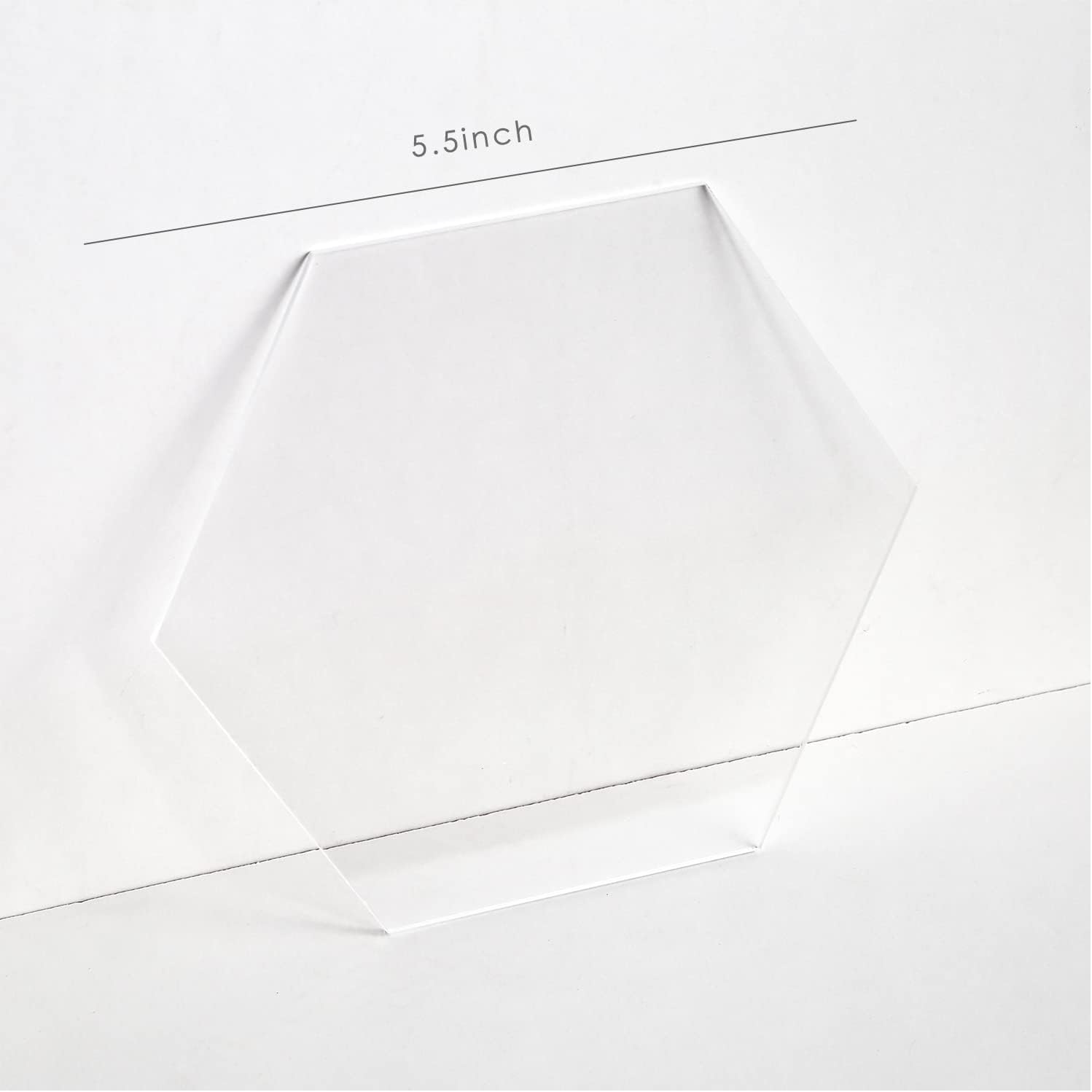 Uniqooo Clear Acrylic Sign, 5 1/2 inches Hexagon Wedding Table Numbers Sign, Baby Milestone Sign, 1/8 inches Thick,  Stand NOT Included, Wholesale
