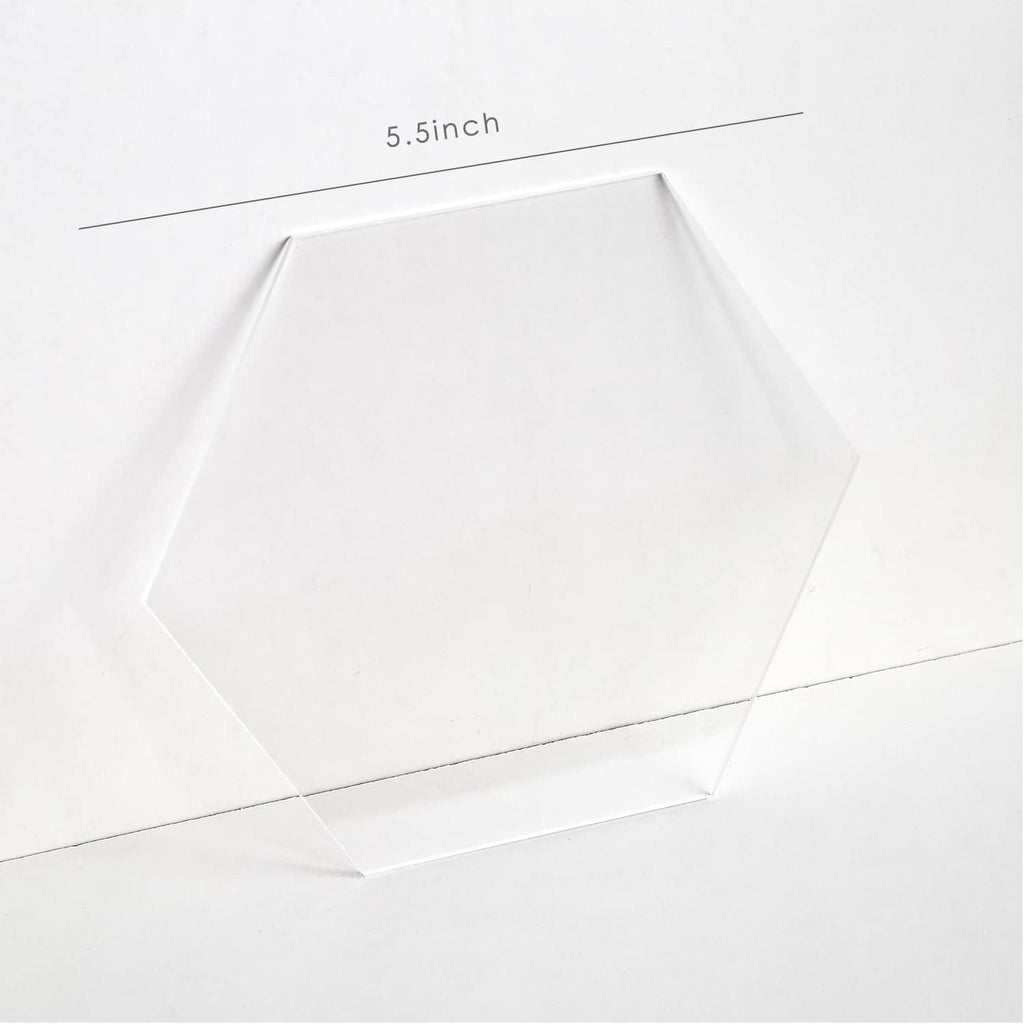 Uniqooo Clear Acrylic Sign, 5 1/2 inches Hexagon Wedding Table Numbers Sign, Baby Milestone Sign, 1/8 inches Thick,  Stand NOT Included, Wholesale