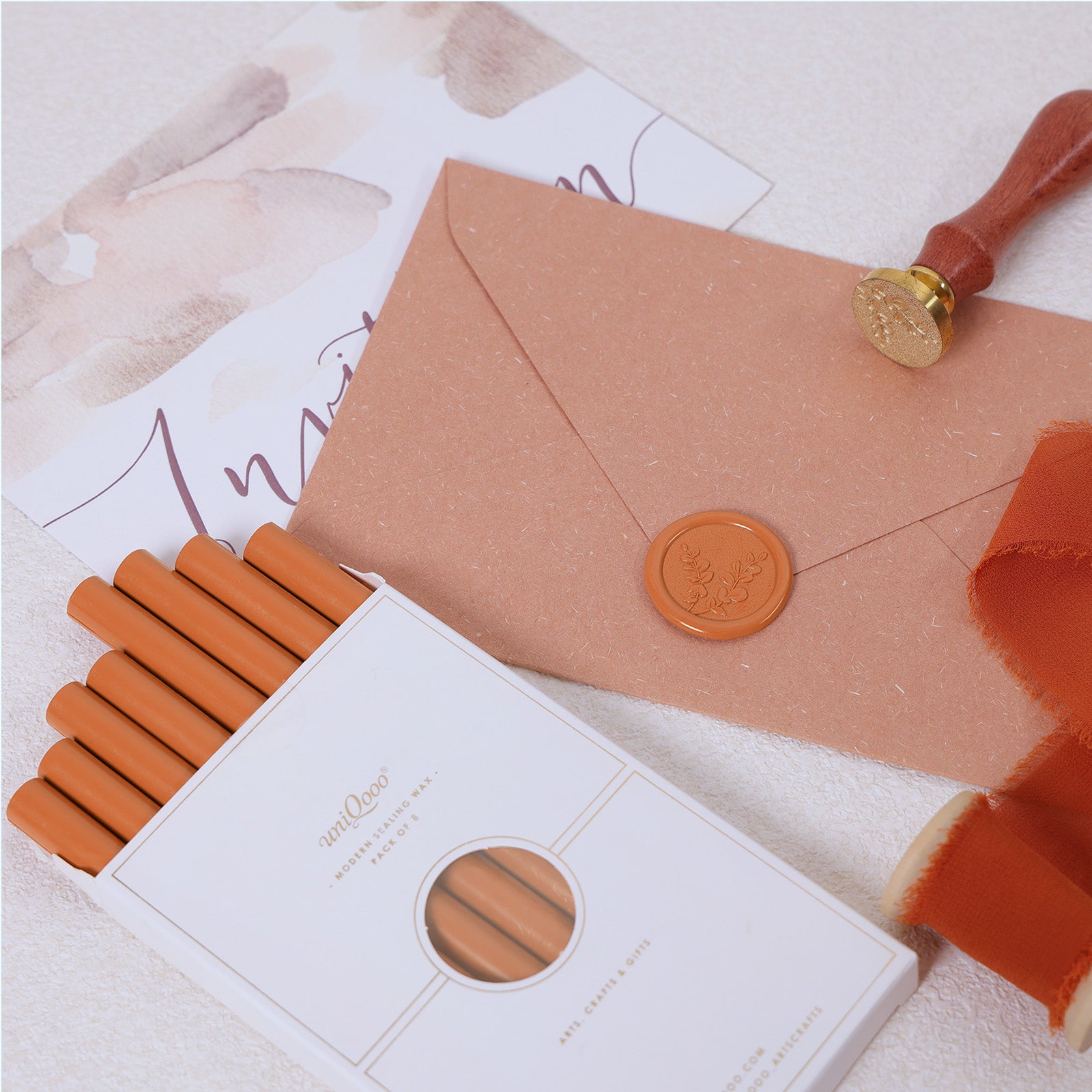 Rust Orange Sealing Wax Sticks, 8 Pack