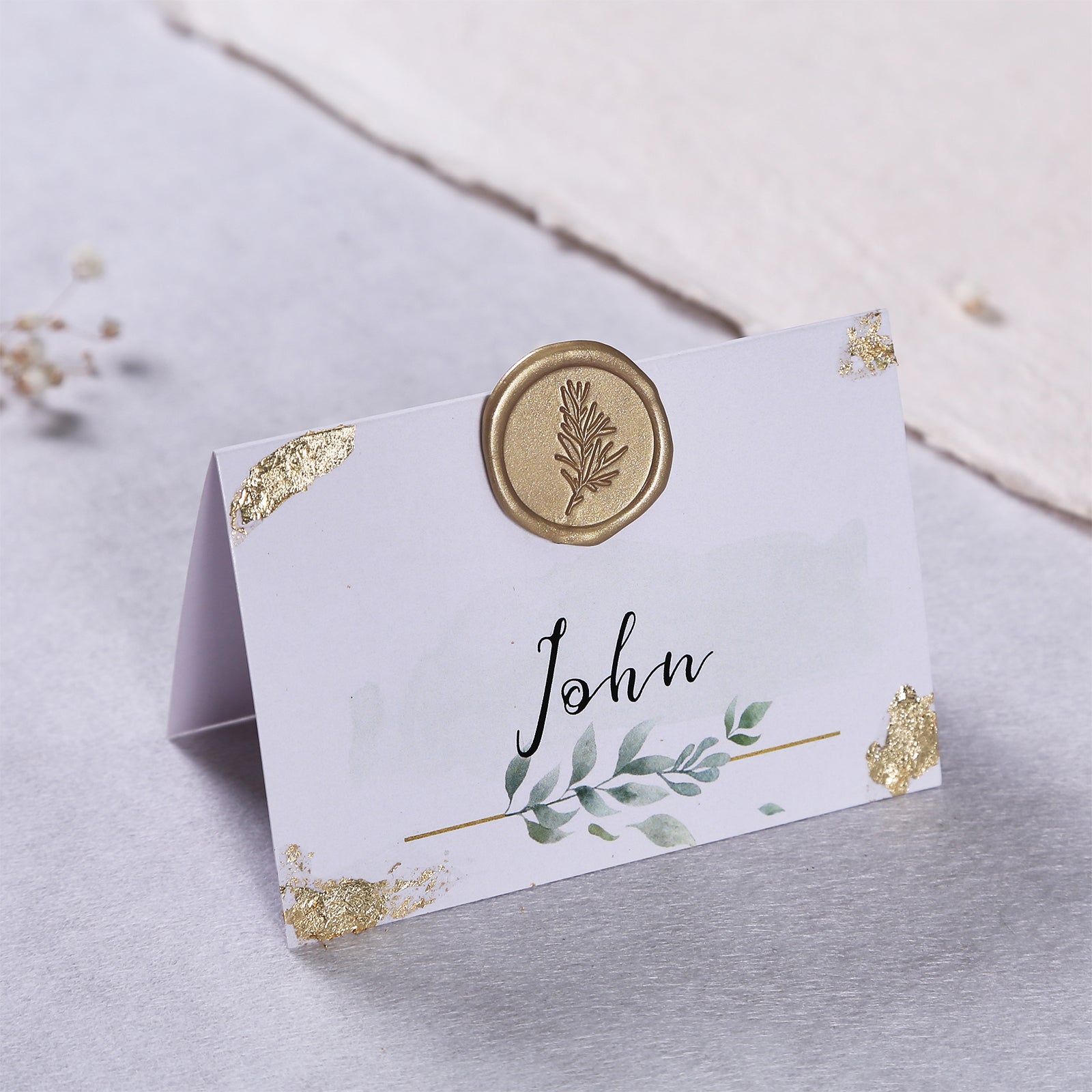 Wax Seal Stickers - Wedding Invitation Envelope Seal Stickers Self Adhesive Posecco Metallic Light Gold Stickers, Rosemary, 200pcs