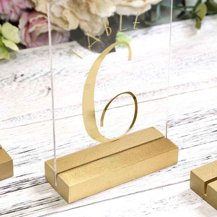 UNIQOOO 4" Gold Wood Stands, Sign Holders