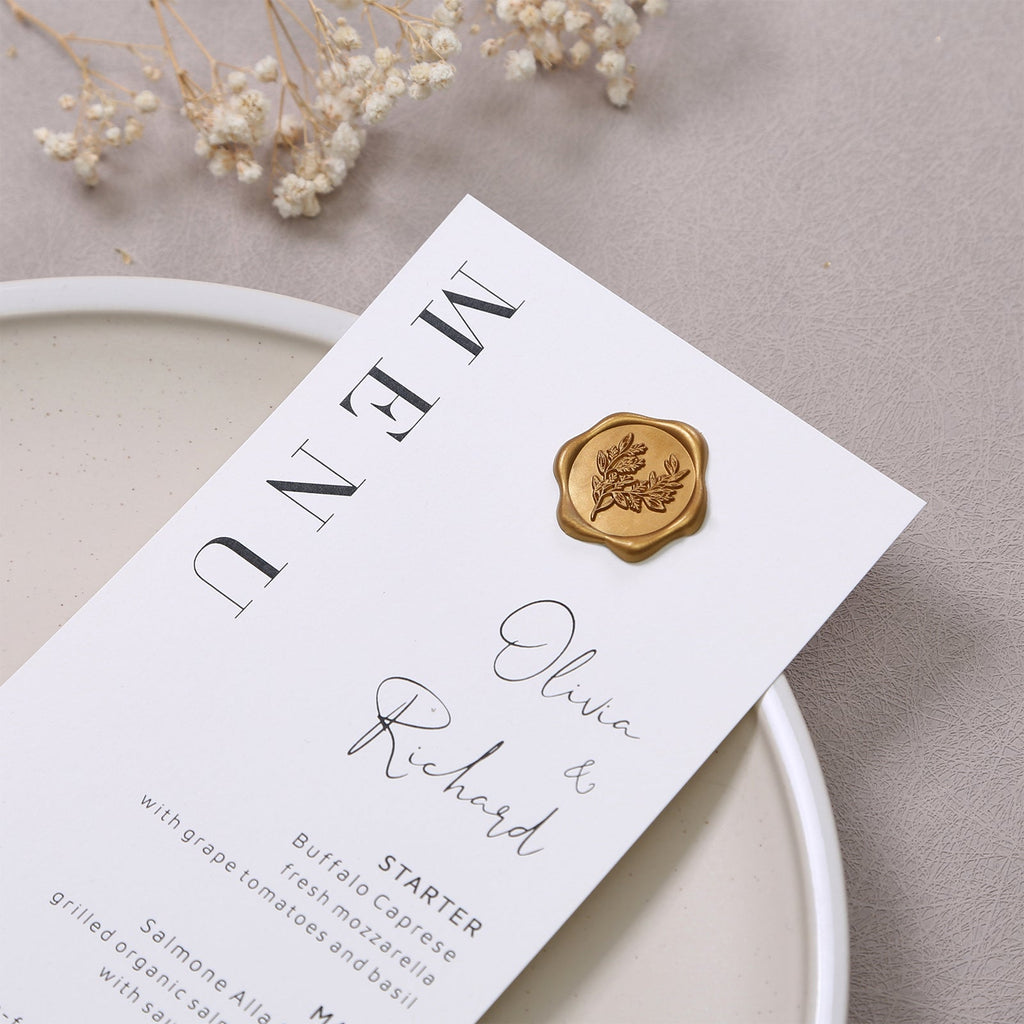 Wax Seal Stickers - Wedding Invitation Envelope Seal Stickers Self Adhesive Antique Gold Stickers, Eucalyptus, 50pcs