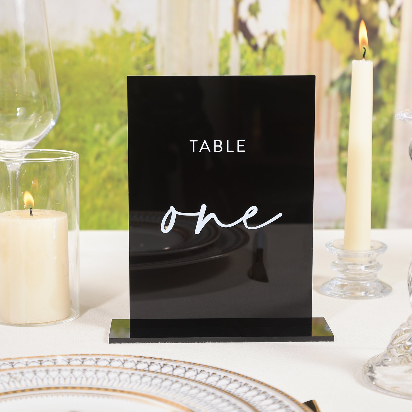 UNIQOOO Acryl Tischnummern 1–20 Mit Ständer – Schwarz Mit Goldfolie Für Hochzeit & Events