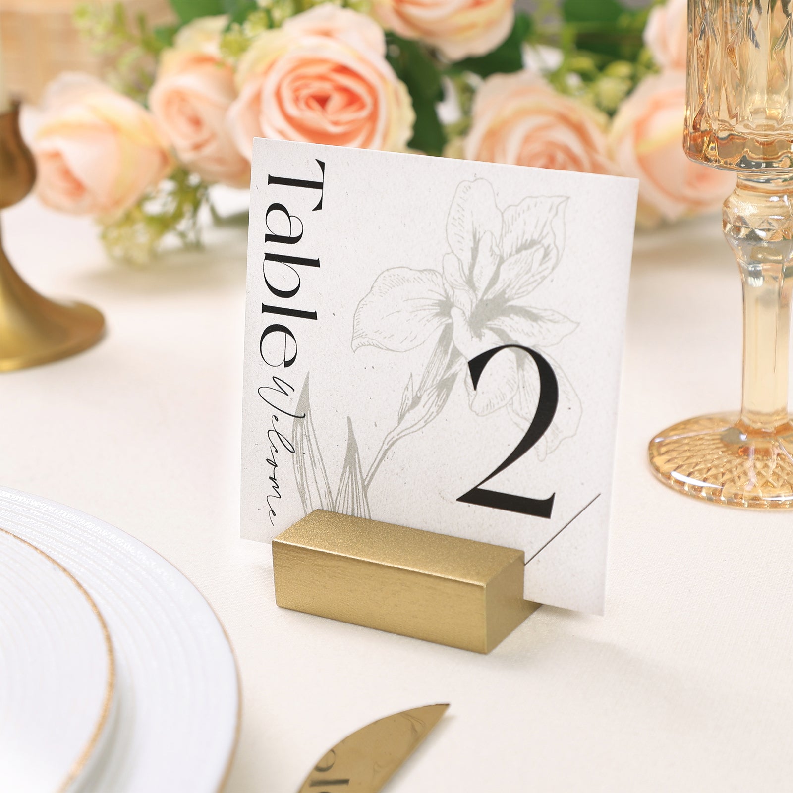 12 Pack 2" Gold Birch Wood Stands for Cardstock, Wedding Table Numbers Holders, Photo Holder, Photo Display Stand