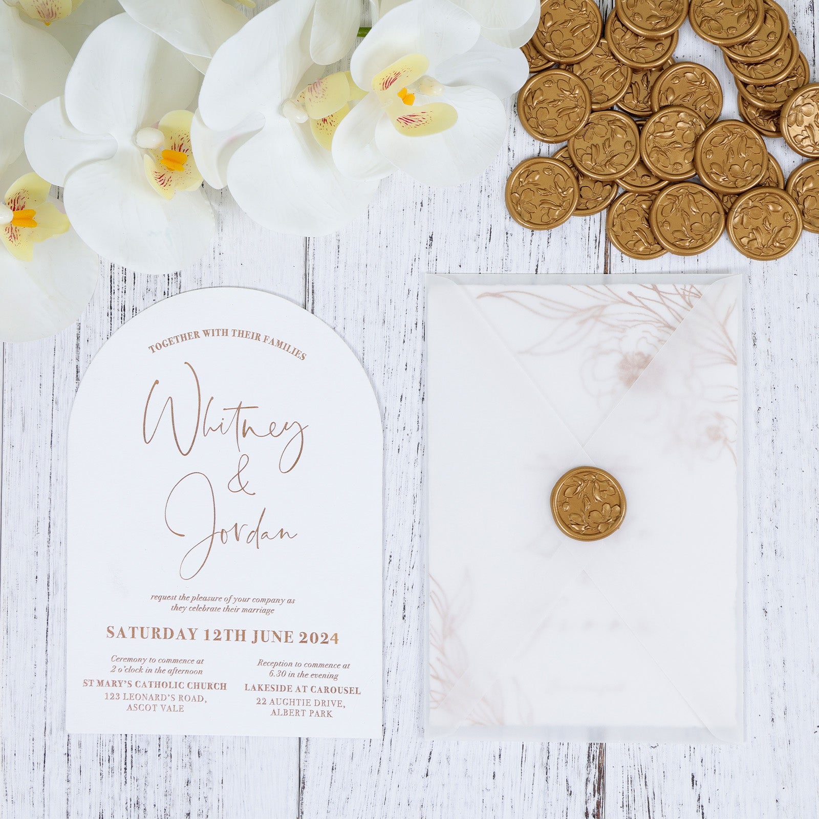 Wax Seal Stickers - 3D Magnolia Wedding Invitation Envelope Botanical Self- Adhesive Antique Gold Seal Stickers, 50 Pcs