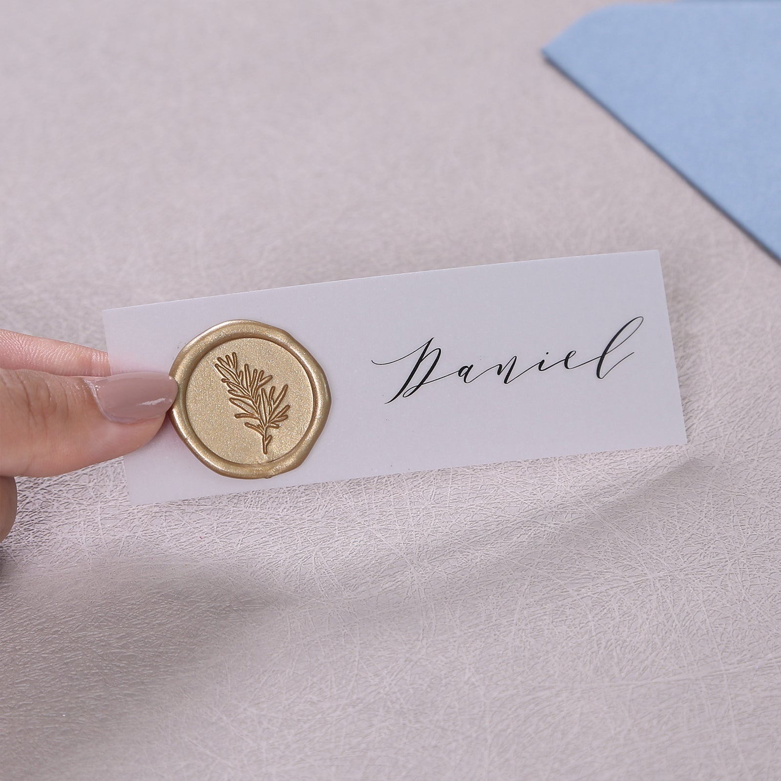 Wax Seal Stickers - Wedding Invitation Envelope Seal Stickers Self Adhesive Posecco Metallic Light Gold Stickers, Rosemary, 200pcs