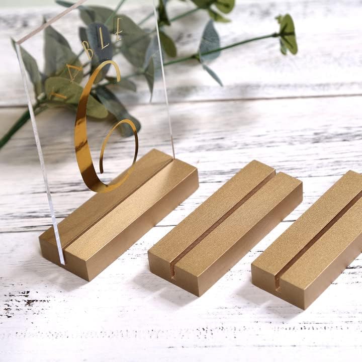 UNIQOOO 4" Gold Wood Stands, Sign Holders