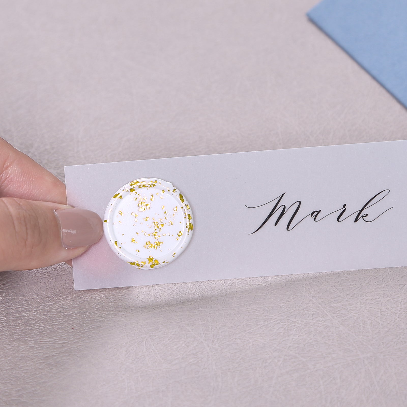 Wax Seal Stickers - Wedding Invitation Envelope Seal Stickers Self Adhesive Shell White Stickers(Gold Foil, 50 Pieces)