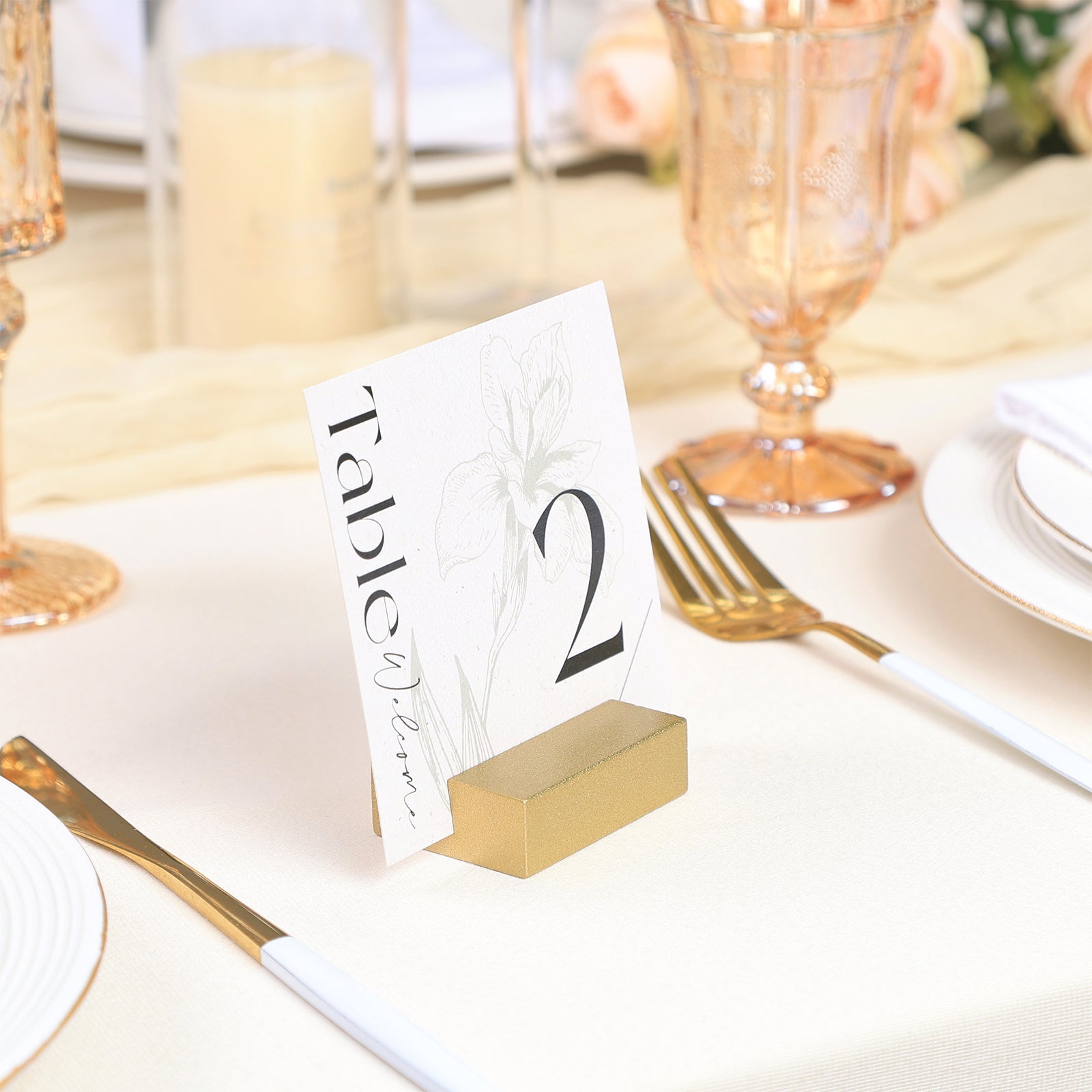 12 Pack 2" Gold Birch Wood Stands for Cardstock, Wedding Table Numbers Holders, Photo Holder, Photo Display Stand