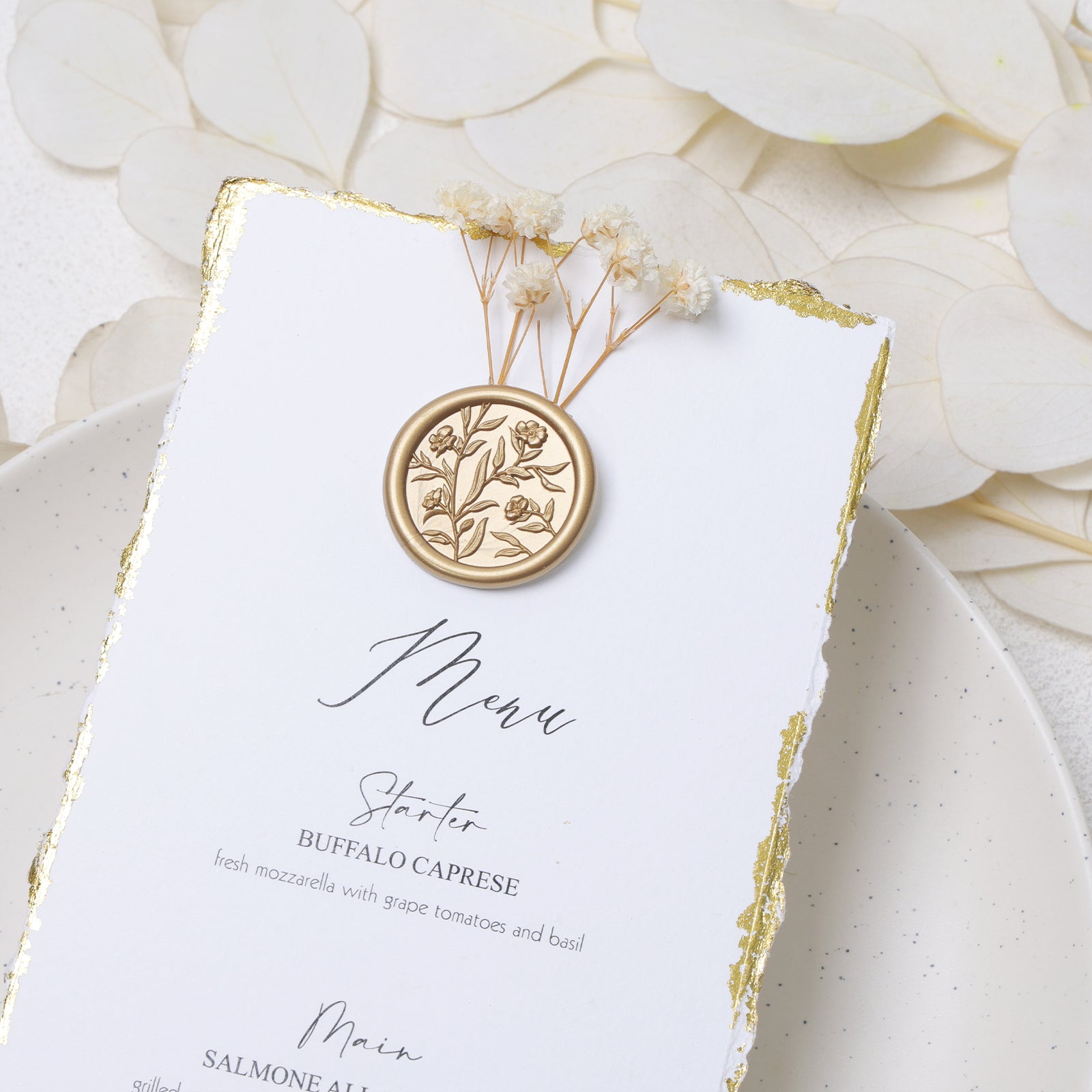 Wax Seal Stickers - 3D Floral Wedding Invitation Envelope Seal Sticker, 50 Pcs Self- Adhesive Prosecco Metallic Light Gold Flower Stickers, Perfect for Invitation, Christmas, Gift Wrapping