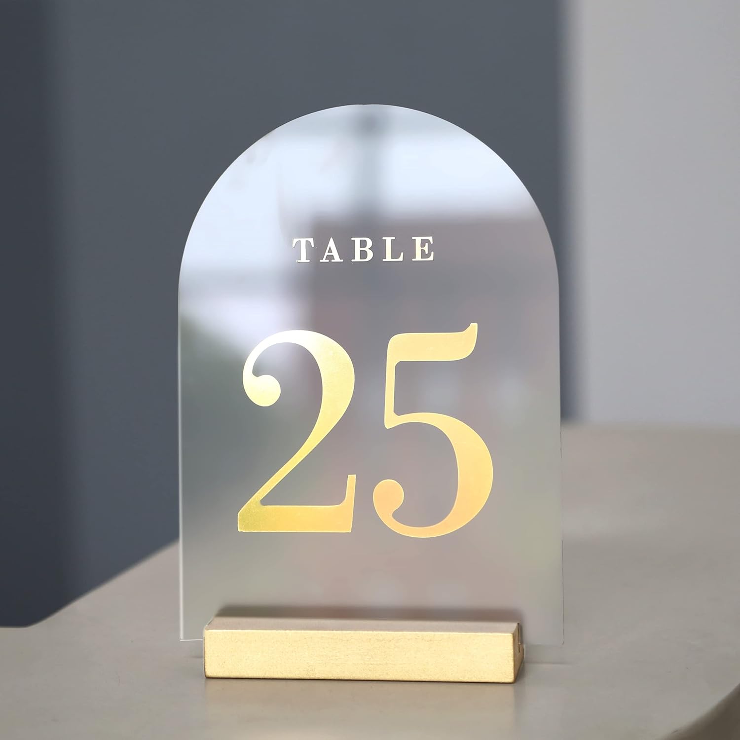 UNIQOOO 10 Pack 4" Gold Birch Wood Stands for Wedding Acrylic Sign, Wood Table Number Holders for 1/8 Thick Acrylic Sheets