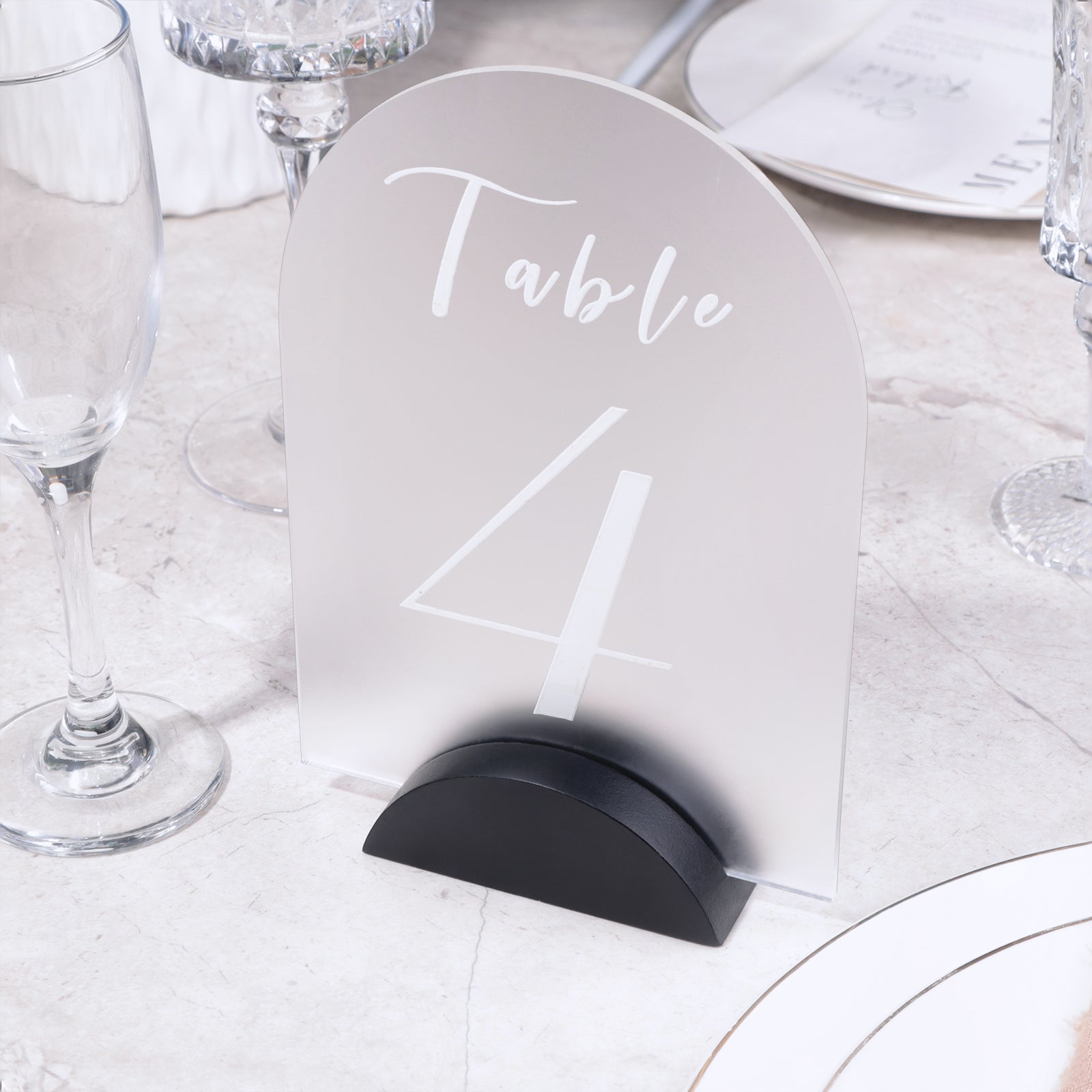 10 Pack 3.3" Arch Black Wood Stand with 1/8" Slot, for Wedding Acrylic Table Number Sign, Wedding Display Stand, Card Holder, Great for Bar Menu, Retail Sign, Party and Events