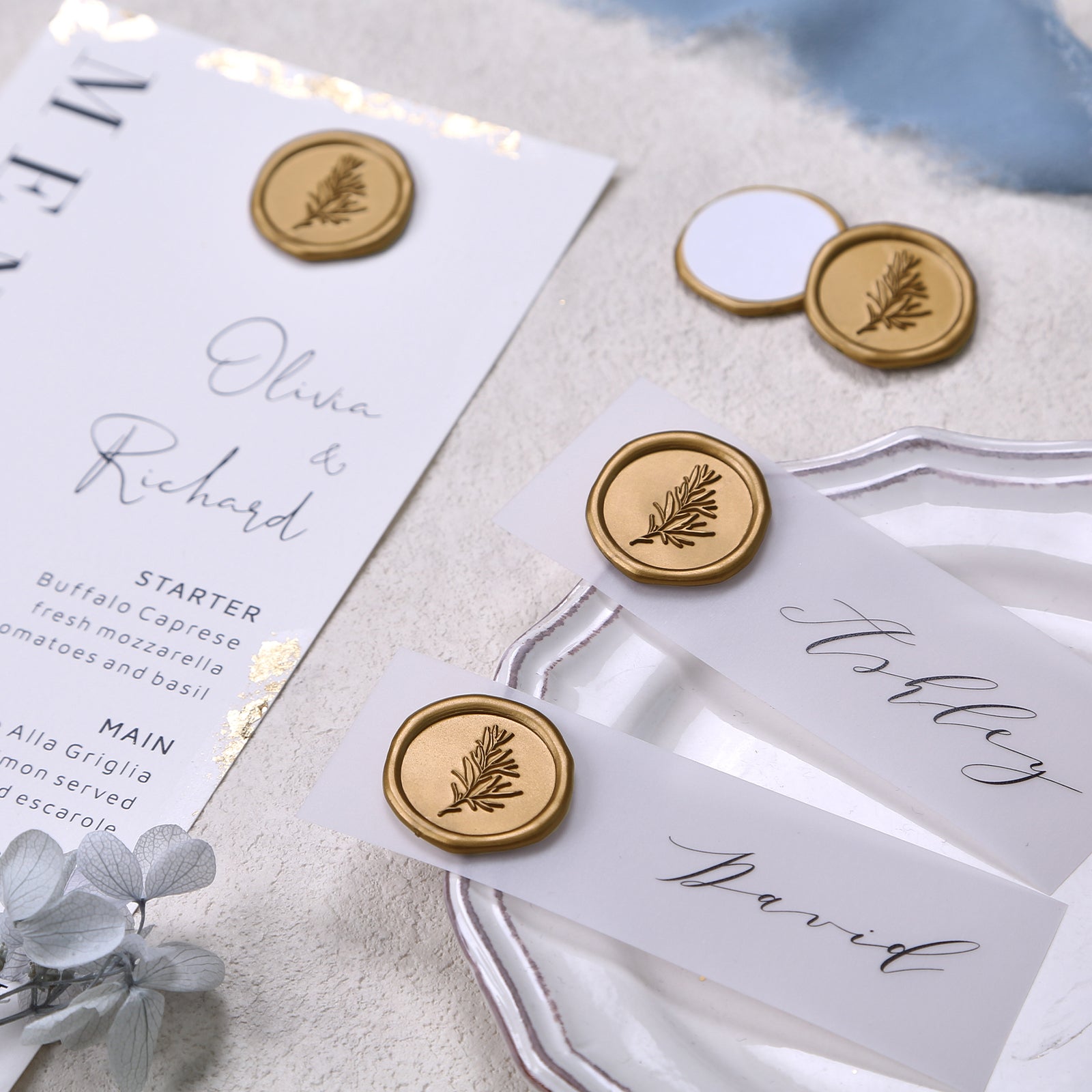 Wax Seal Stickers - Wedding Invitation Envelope Seal Stickers Self Adhesive Antique Gold Stickers, Rosemary, 200pcs