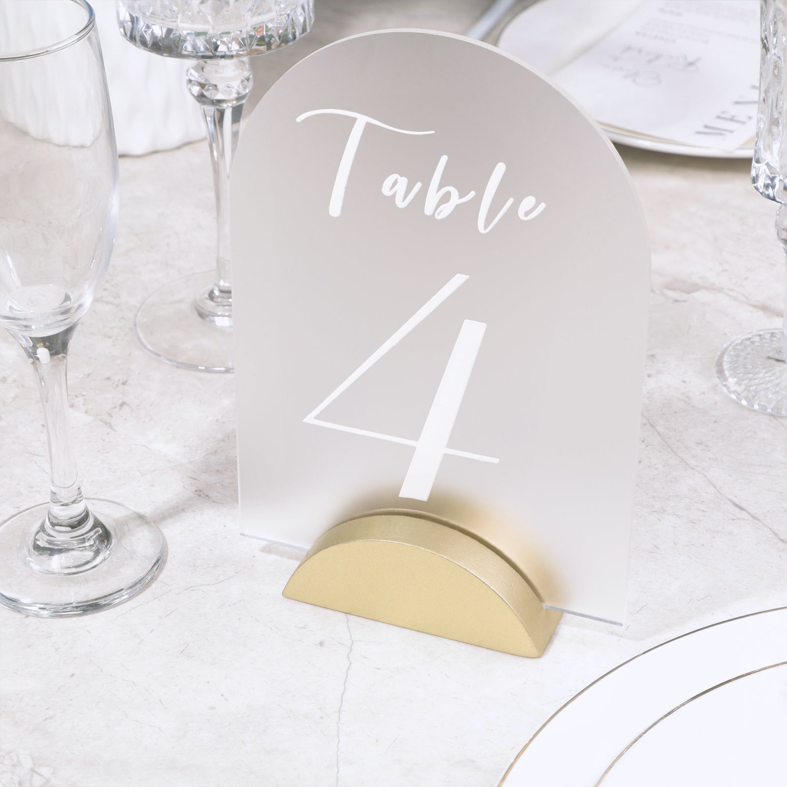 UNIQOOO 10 Pack 3.3" Arch Gold Wood Stand with 1/8" Slot, for Wedding Acrylic Table Number Sign, Wedding Display Stand, Card Holder, Great for Bar Menu, Retail Sign, Party and Events