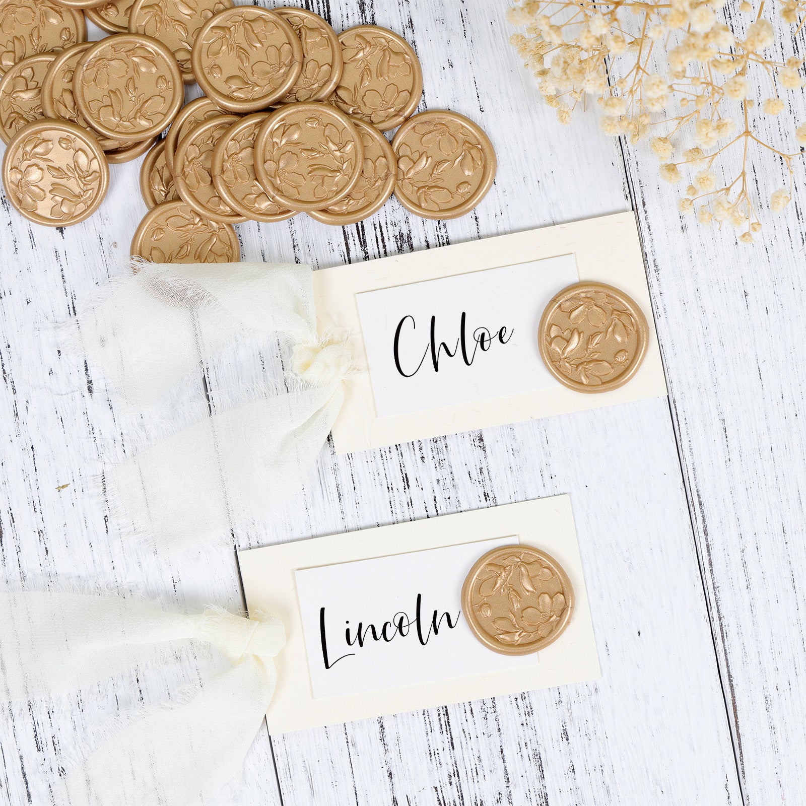Wax Seal Stickers - 3D Magnolia Wedding Invitation Envelope Botanical  Self- Adhesive Light Gold Wax Seal Stickers, 50 Pcs