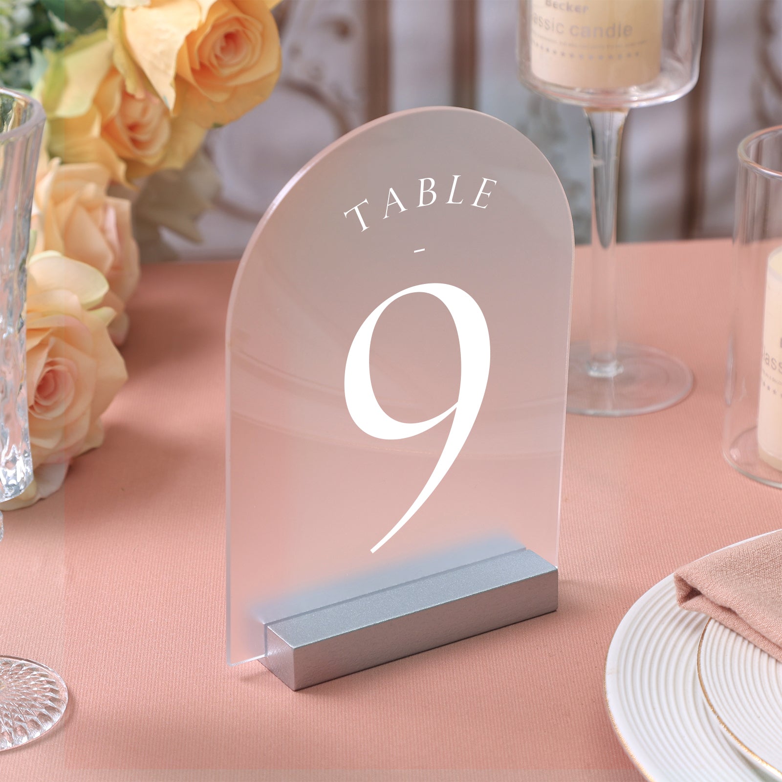 UNIQOOO 10 Pack 4" Silver Birch Wood Stands for Wedding Acrylic Sign, Wood Table Number Holders for 1/8 Thick Acrylic Sheets