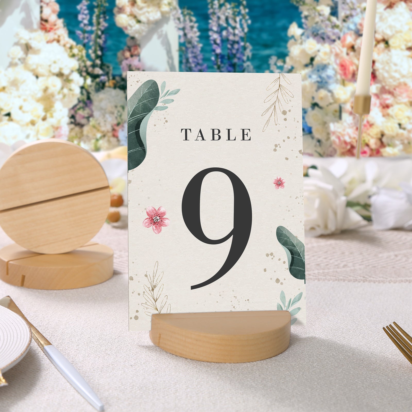 UNIQOOO 6 Pack 4" Round Birch Wood Stands for Wedding Acrylic Sign, Wood Table Number Holders for 1/8 Thick Acrylic Sheets | Wedding Display Stand, Card Holder for Bar Menu, Retail Sign, Party