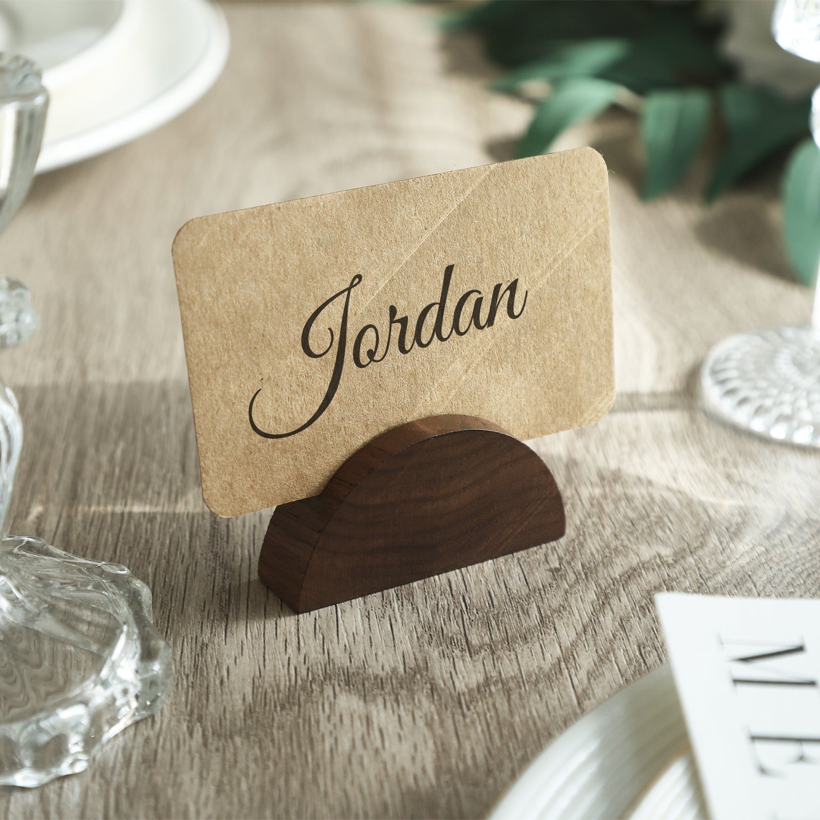 10 Set 2" Arch Walnut Wood Stand with Cards |1.2mm Slot, for Wedding Table Number Sign, Place Card Holder, Photo Display Stand | for Event Decor, Retail Shop, Cafe Restaurant Menu, Business Card, Name Tag