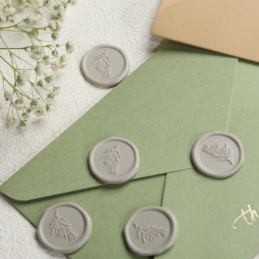 Wax Seal Stickers - Wedding Invitation Envelope Seal Stickers Self Adhesive Warm Grey Stickers, Rosemary, 50pcs