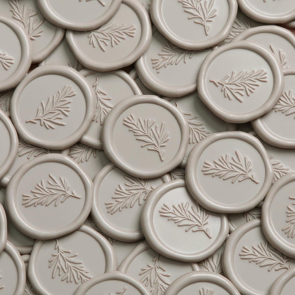 Wax Seal Stickers - Wedding Invitation Envelope Seal Stickers Self Adhesive Warm Grey Stickers, Rosemary, 50pcs
