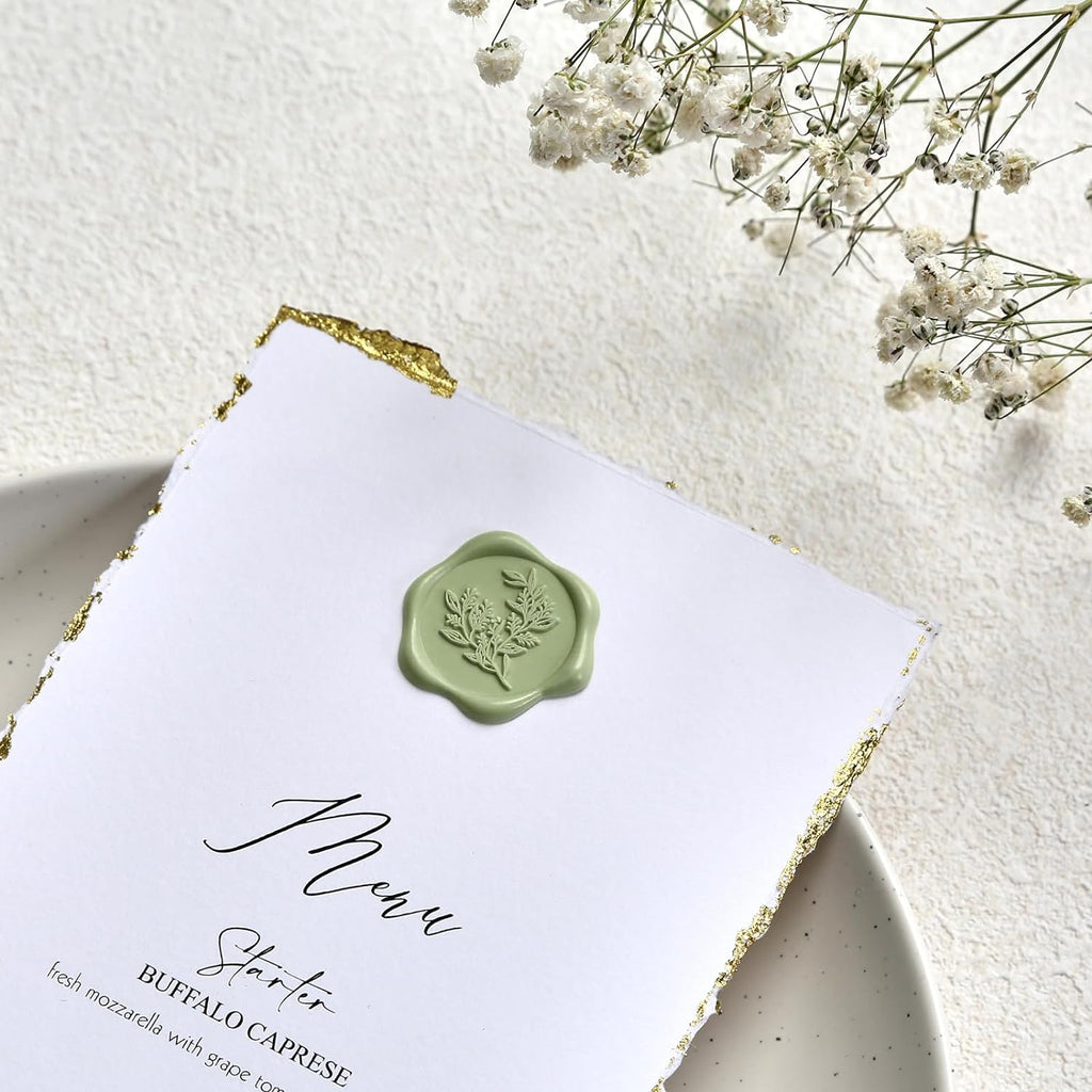 Wax Seal Stickers - Wedding Invitation Envelope Seal Stickers Self Adhesive Sage Green Stickers, Eucalyptus, 50pcs