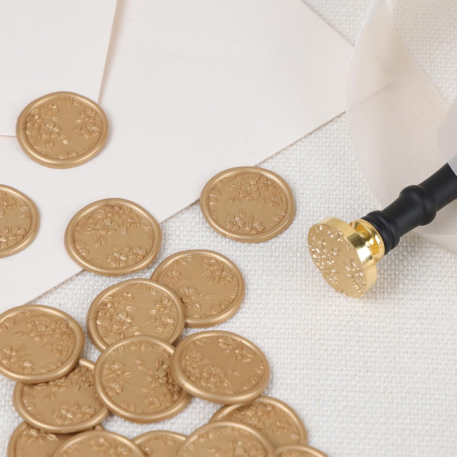 Begonia Flowers Wax Seal Stamp - Floral Wax Seal Stamp Botanical Theme Vintage Brass Stamp Head with Wood Handle for Wedding Invitation Gift Wrap Envelopes Christmas Card