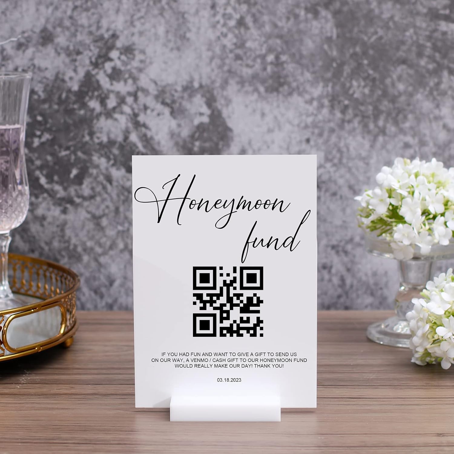 3" White Acrylic Stand | Wedding Sign Holders, 20 Count