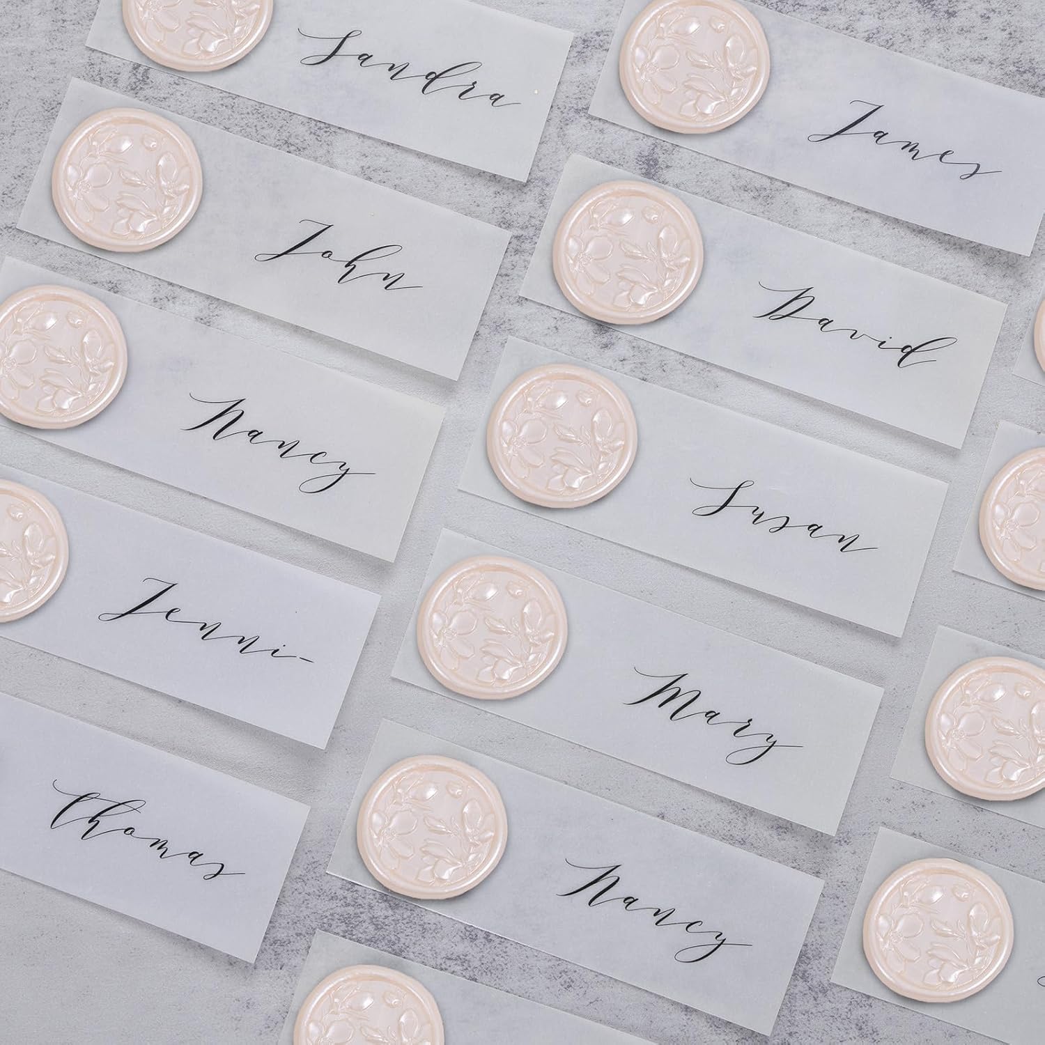 Wax Seal Stickers - 3D Magnolia Wedding Invitation Envelope Botanical Seal Sticker, 50 Pcs Self- Adhesive Champagne Stickers, Perfect for Invitation, Christmas, Gift Wrapping, Party