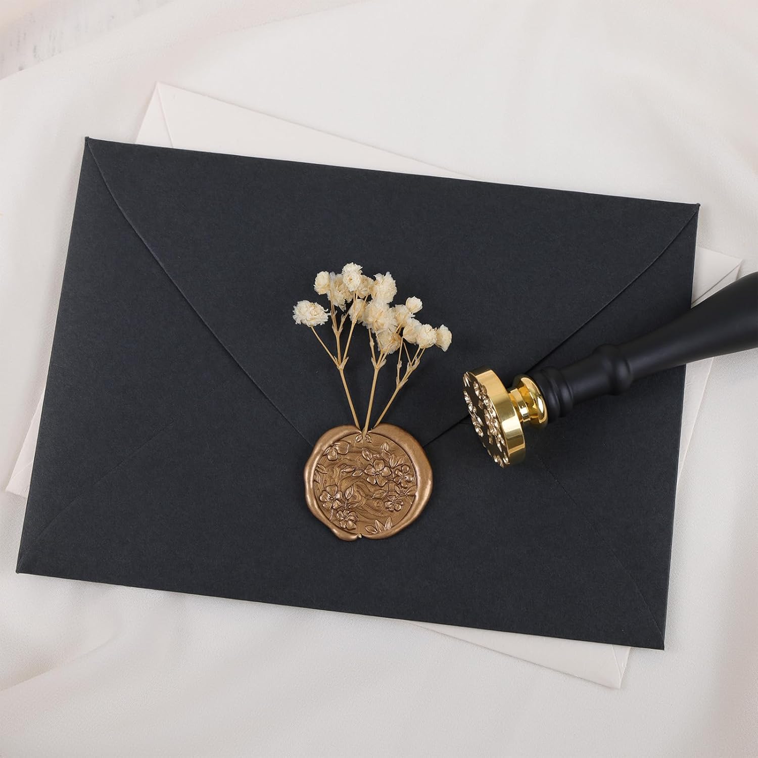 Begonia Flowers Wax Seal Stamp - Floral Wax Seal Stamp Botanical Theme Vintage Brass Stamp Head with Wood Handle for Wedding Invitation Gift Wrap Envelopes Christmas Card