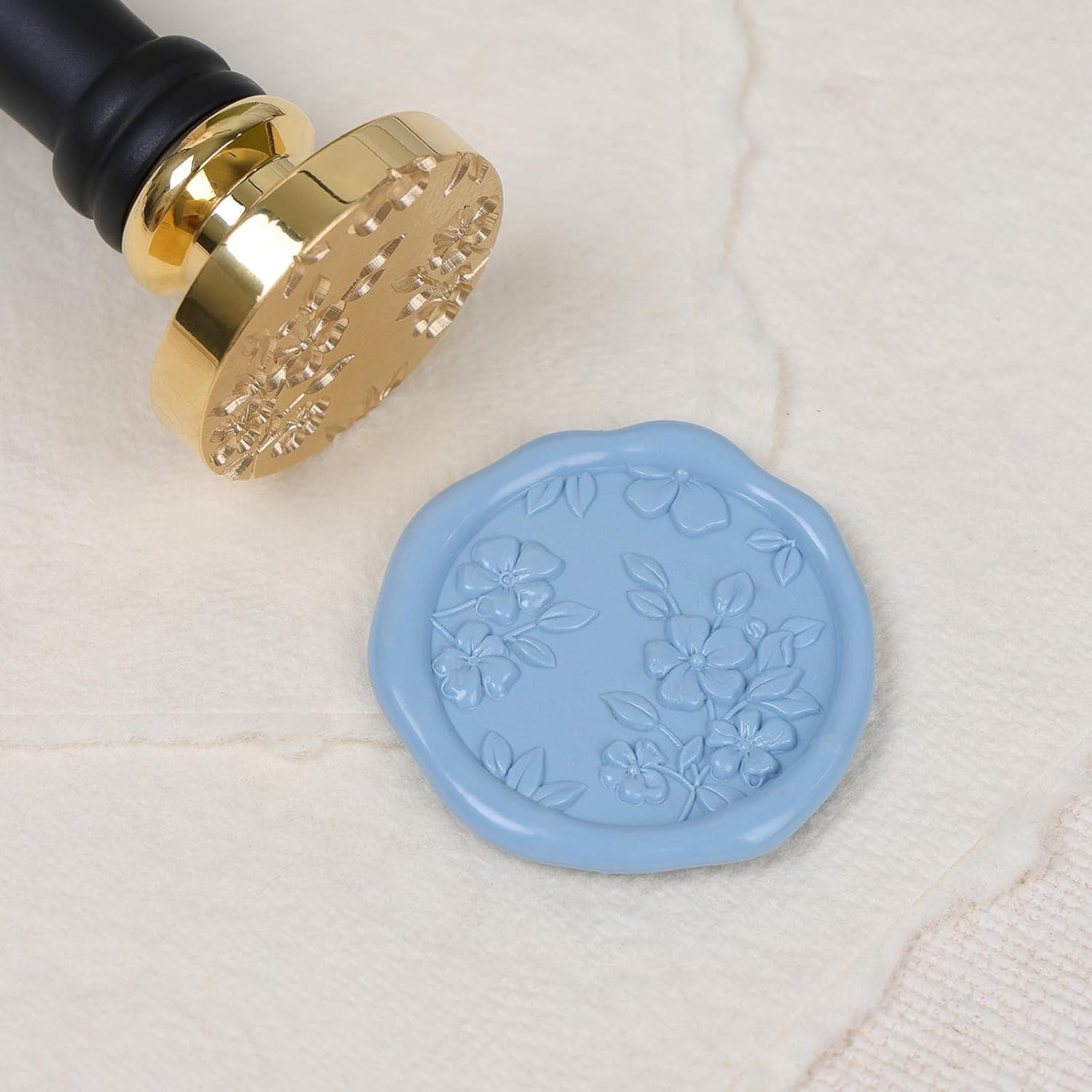 Begonia Flowers Wax Seal Stamp - Floral Wax Seal Stamp Botanical Theme Vintage Brass Stamp Head with Wood Handle for Wedding Invitation Gift Wrap Envelopes Christmas Card