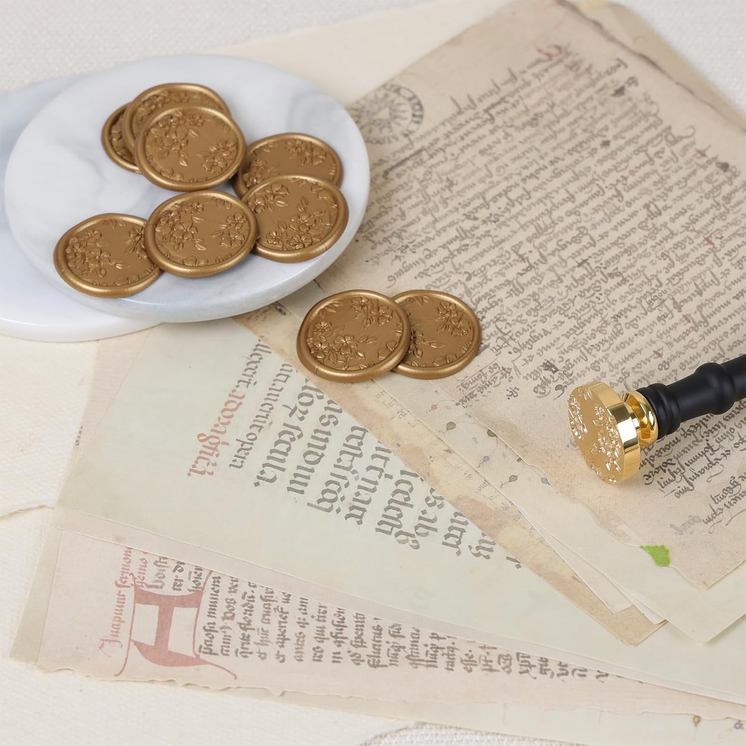 Begonia Flowers Wax Seal Stamp - Floral Wax Seal Stamp Botanical Theme Vintage Brass Stamp Head with Wood Handle for Wedding Invitation Gift Wrap Envelopes Christmas Card