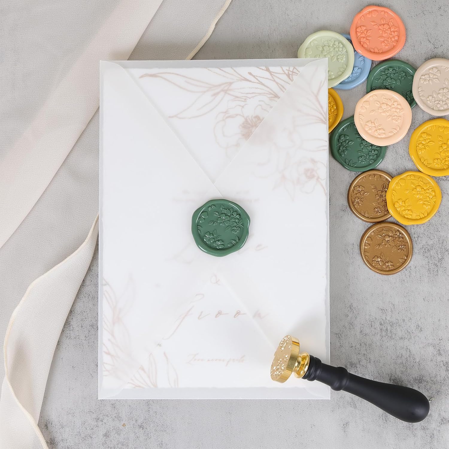 Begonia Flowers Wax Seal Stamp - Floral Wax Seal Stamp Botanical Theme Vintage Brass Stamp Head with Wood Handle for Wedding Invitation Gift Wrap Envelopes Christmas Card