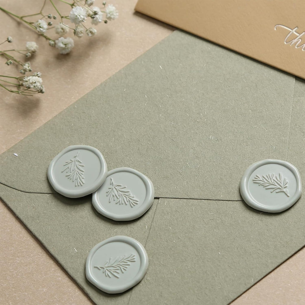 Wax Seal Stickers - Wedding Invitation Envelope Seal Stickers Self Adhesive Dusty Green Stickers, Rosemary, 50pcs