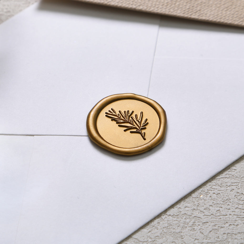 Wax Seal Stickers - Wedding Invitation Envelope Seal Stickers Self Adhesive Antique Gold Stickers, Rosemary, 100pcs