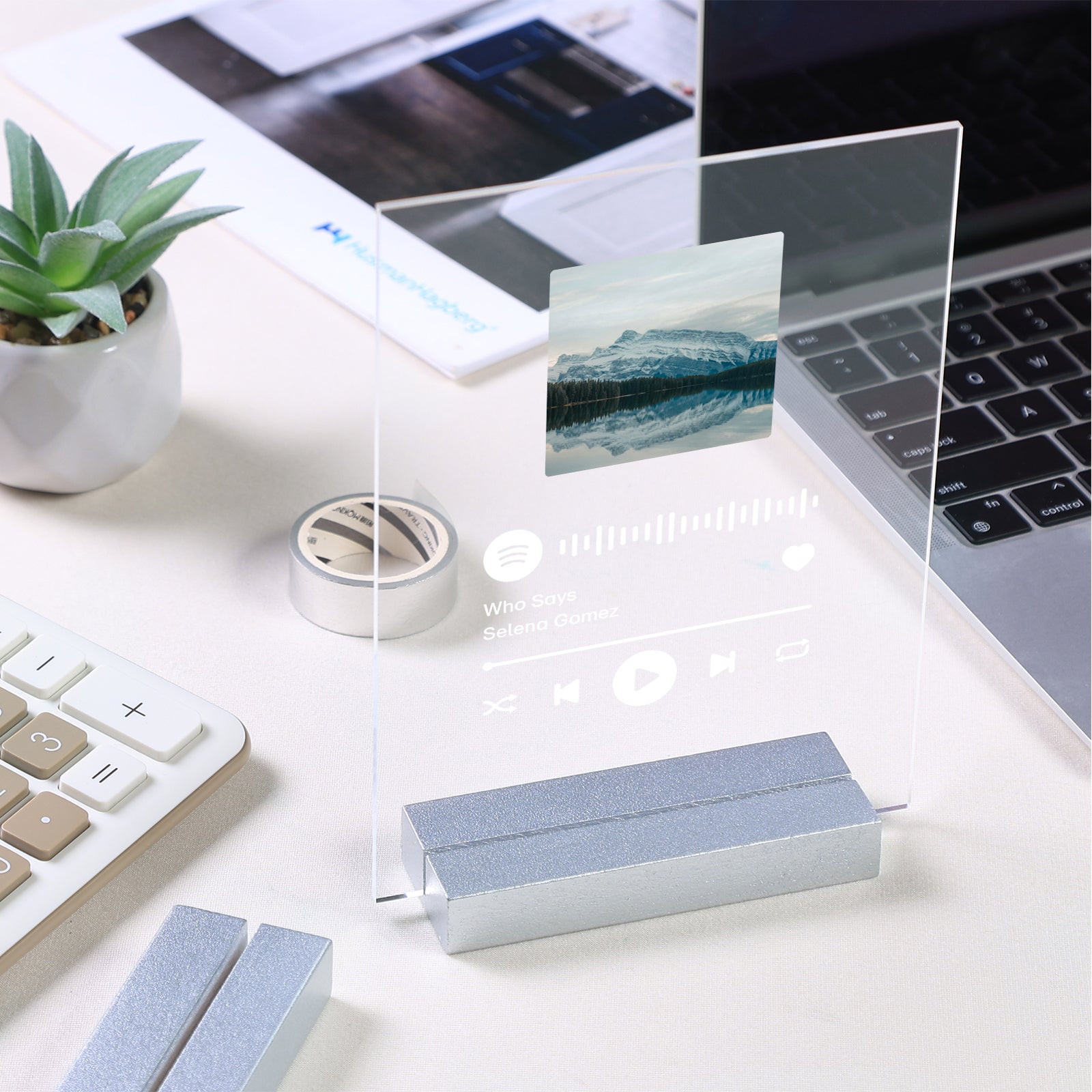 UNIQOOO 10 Pack 4" Silver Birch Wood Stands for Wedding Acrylic Sign, Wood Table Number Holders for 1/8 Thick Acrylic Sheets