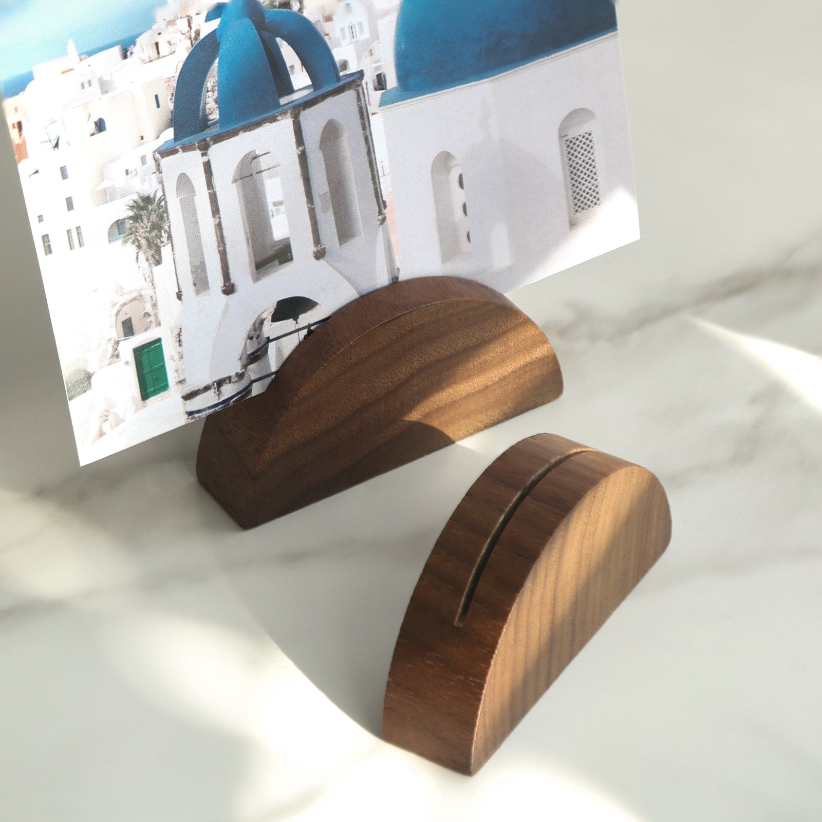 10 Set 2" Arch Walnut Wood Stand with Cards |1.2mm Slot, for Wedding Table Number Sign, Place Card Holder, Photo Display Stand | for Event Decor, Retail Shop, Cafe Restaurant Menu, Business Card, Name Tag