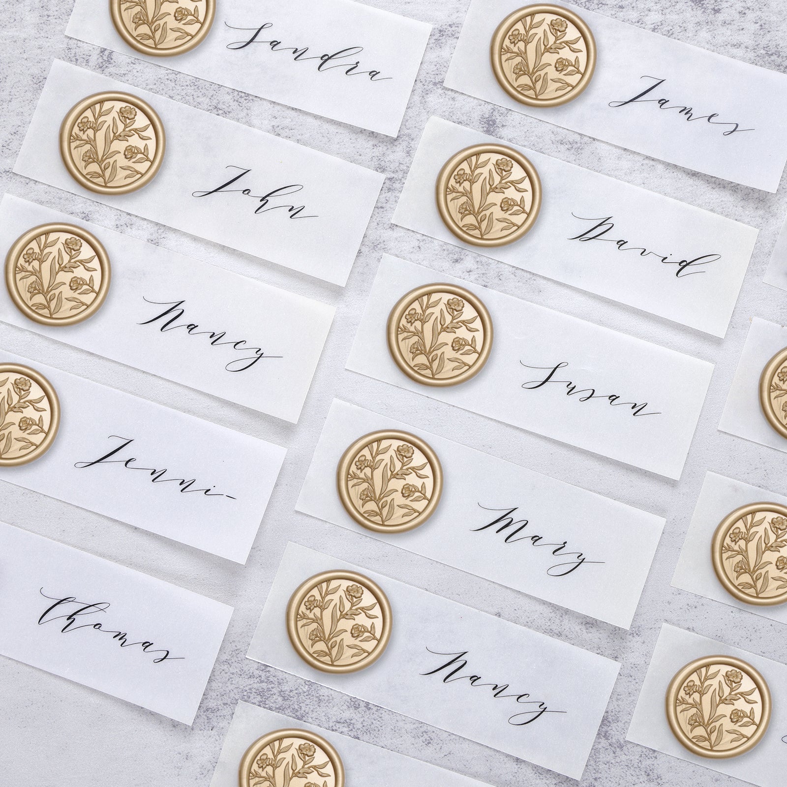 Wax Seal Stickers - 3D Floral Wedding Invitation Envelope Seal Sticker, 50 Pcs Self- Adhesive Prosecco Metallic Light Gold Flower Stickers, Perfect for Invitation, Christmas, Gift Wrapping