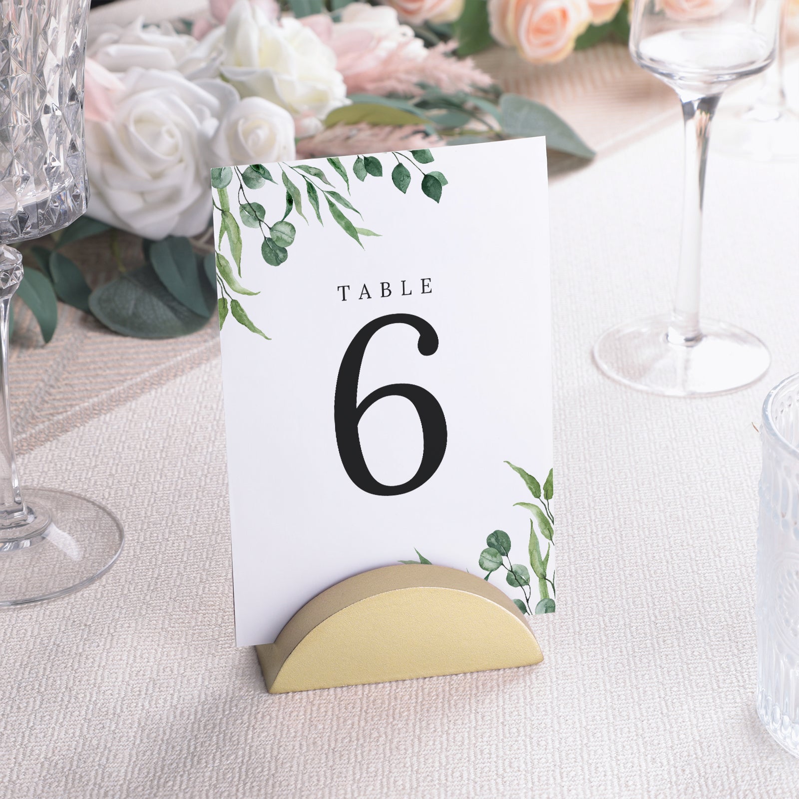UNIQOOO 10 Pack 3.3" Arch Gold Wood Stand with 1/8" Slot, for Wedding Acrylic Table Number Sign, Wedding Display Stand, Card Holder, Great for Bar Menu, Retail Sign, Party and Events