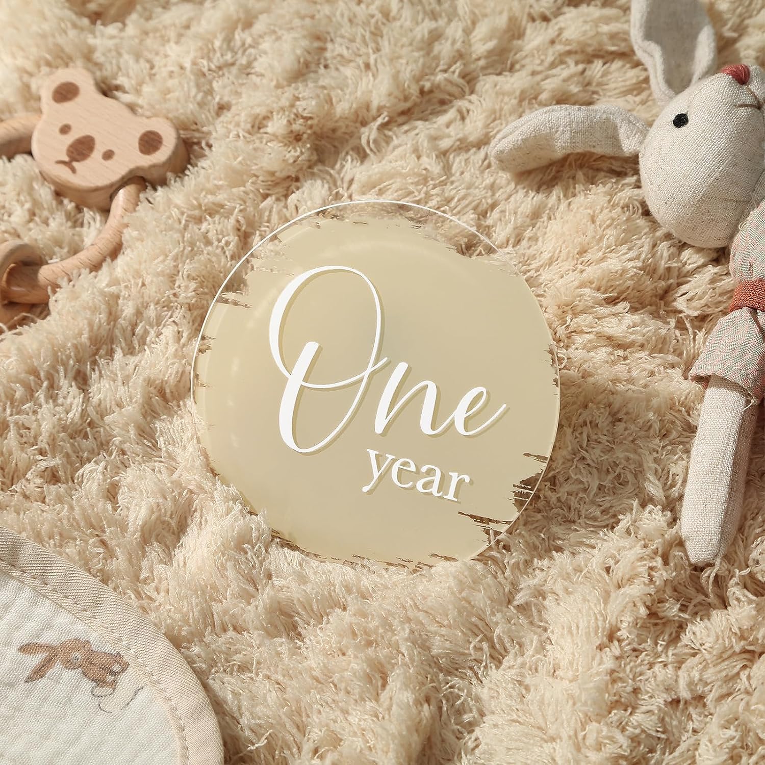 Beige Baby Monthly Milestone Cards Set of 13 with Script