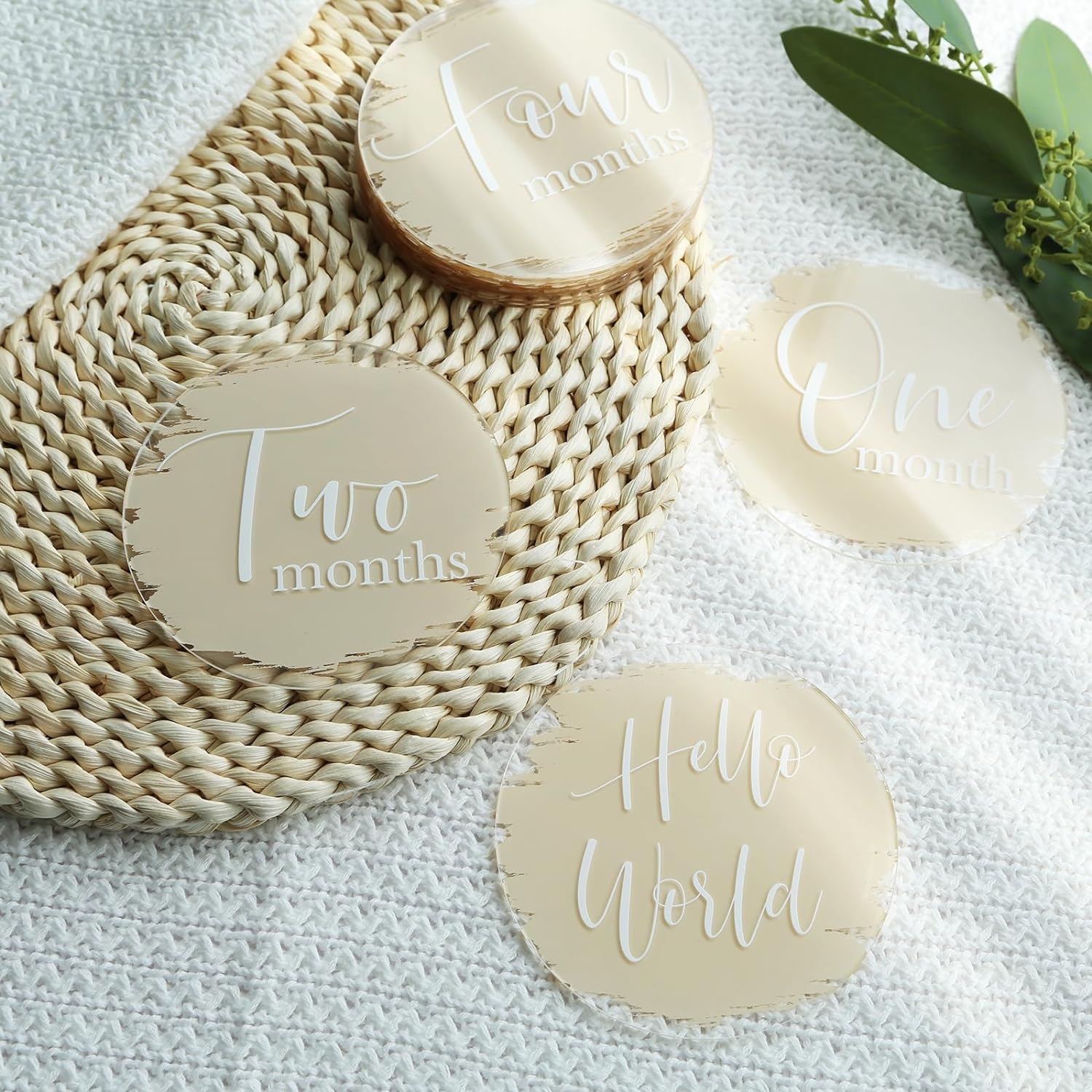 Beige Baby Monthly Milestone Cards Set of 13 with Script